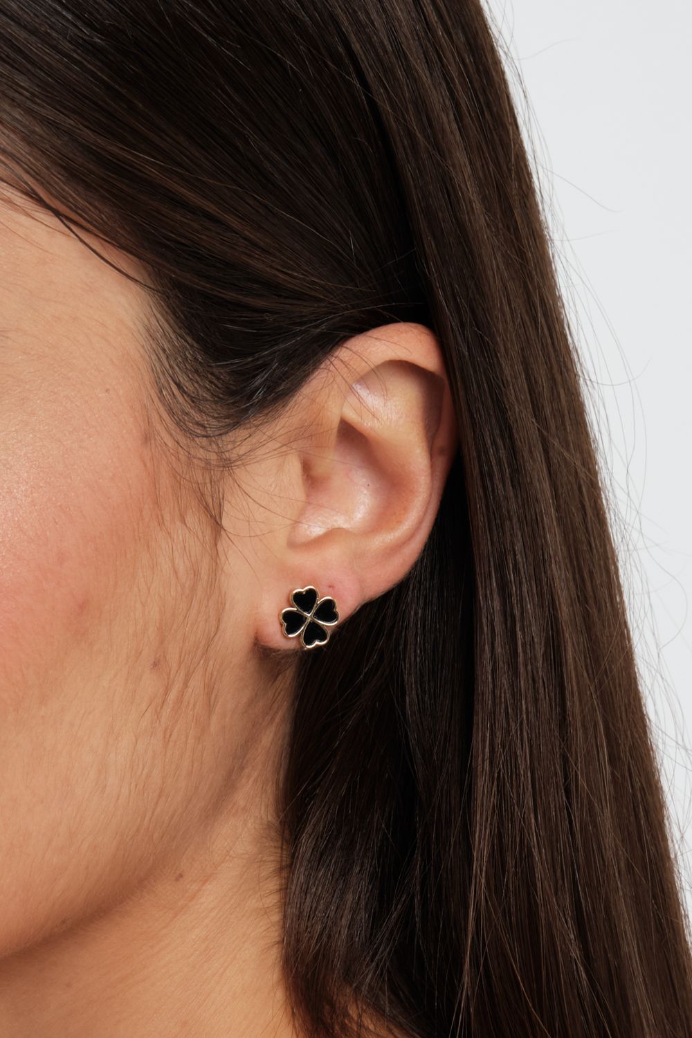 Jon Richard Gold Plated And Jet Enamel Clover Stud Earrings image 2