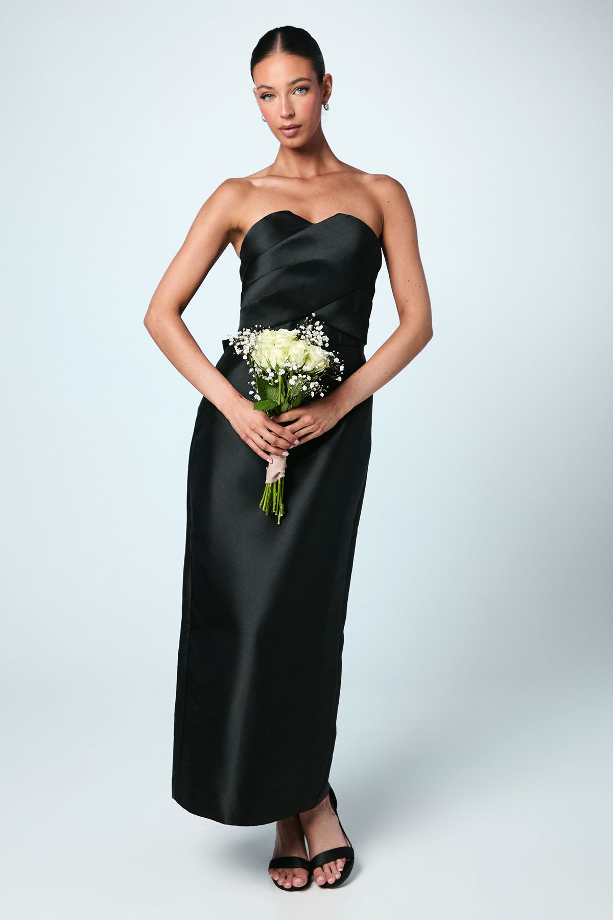 Coast Bandeau Twill Bow Back Bridesmaid Dress Black image 1