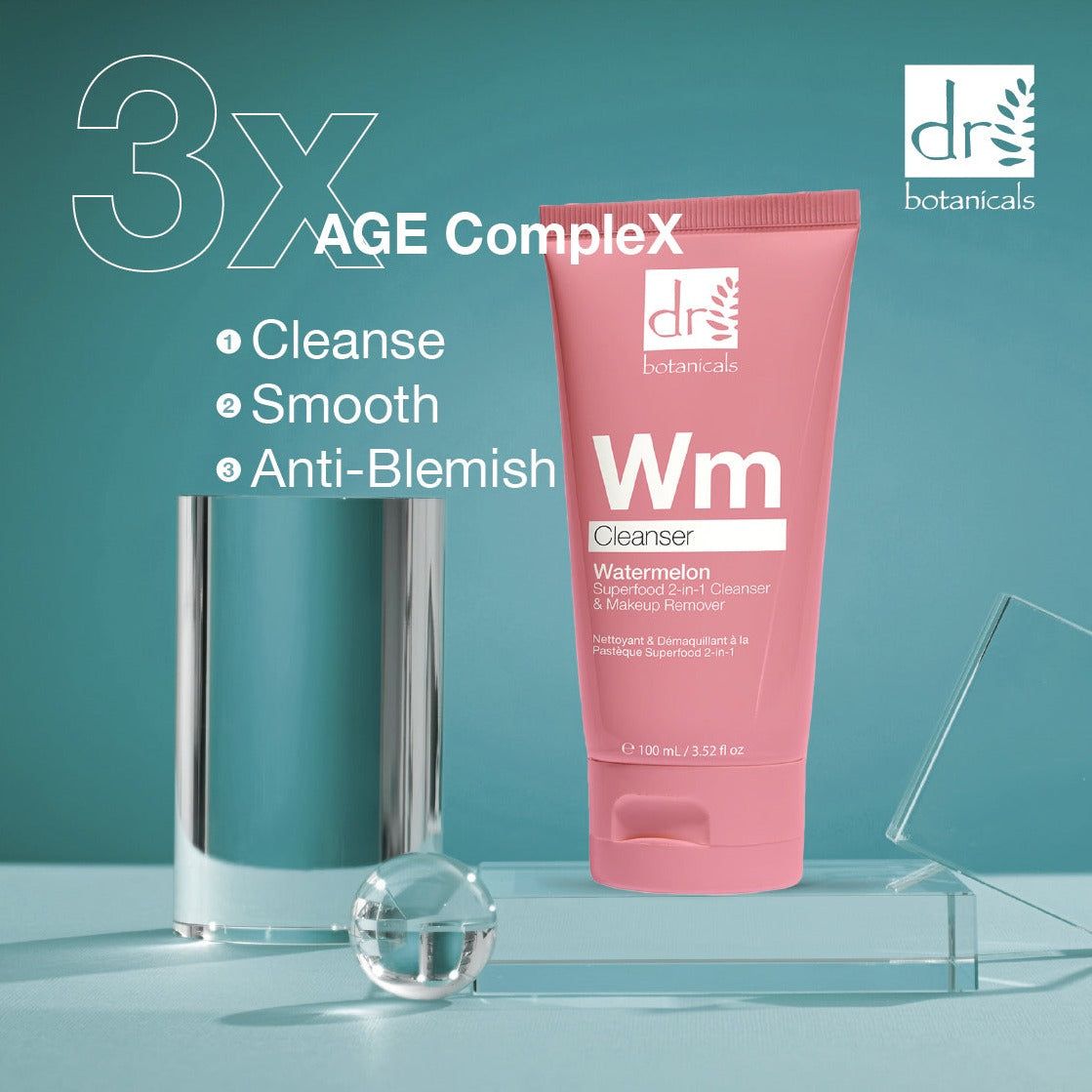 Dr. Botanicals Watermelon Superfood 2-in-1 Cleanser & Makeup Remover with Glycolic Acid, Salicylic Acid & Lactic Acid 100ml image 6