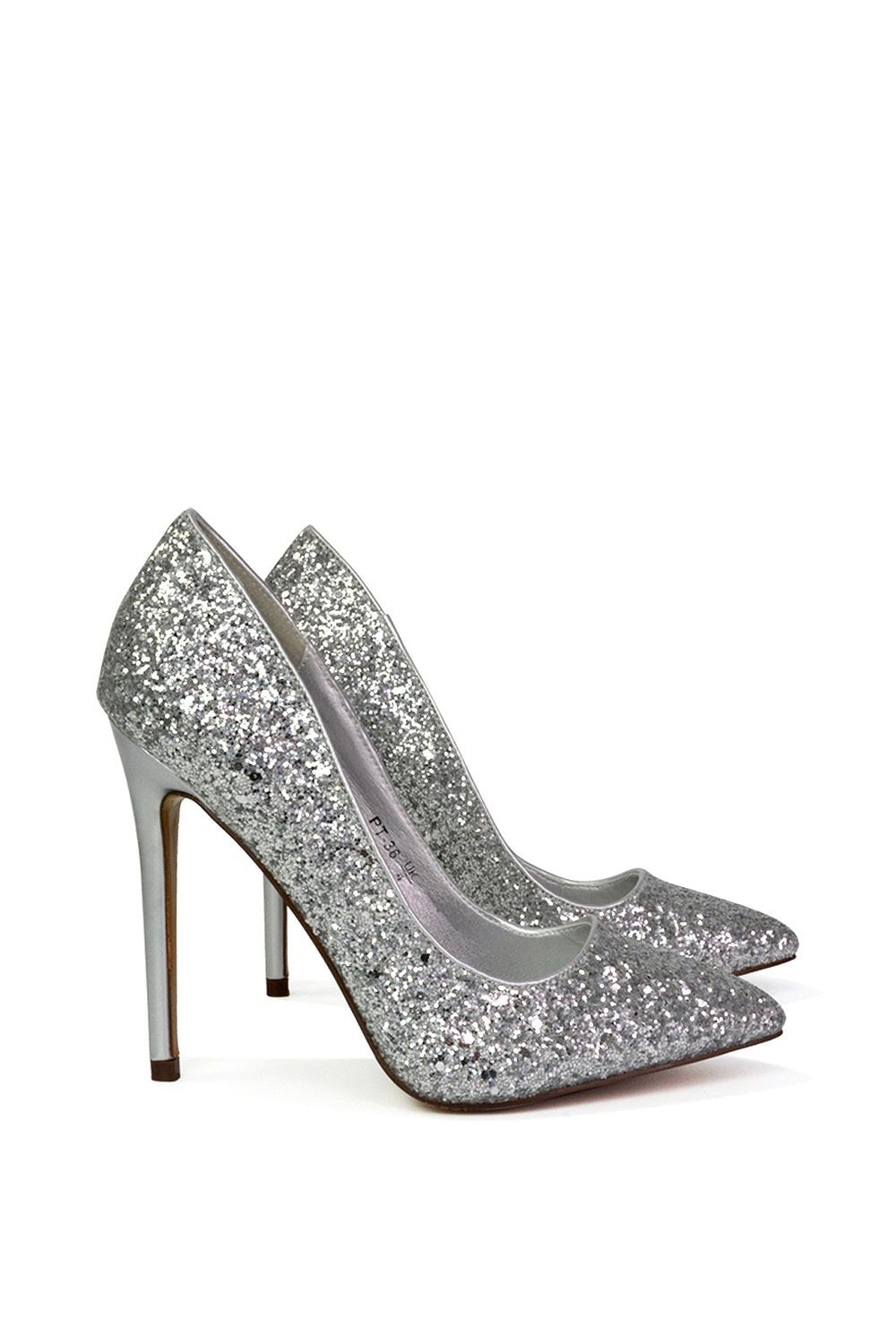 XY London 'Emerald' Pointed Toe Court Shoes Glitter Stiletto High Heels image 3