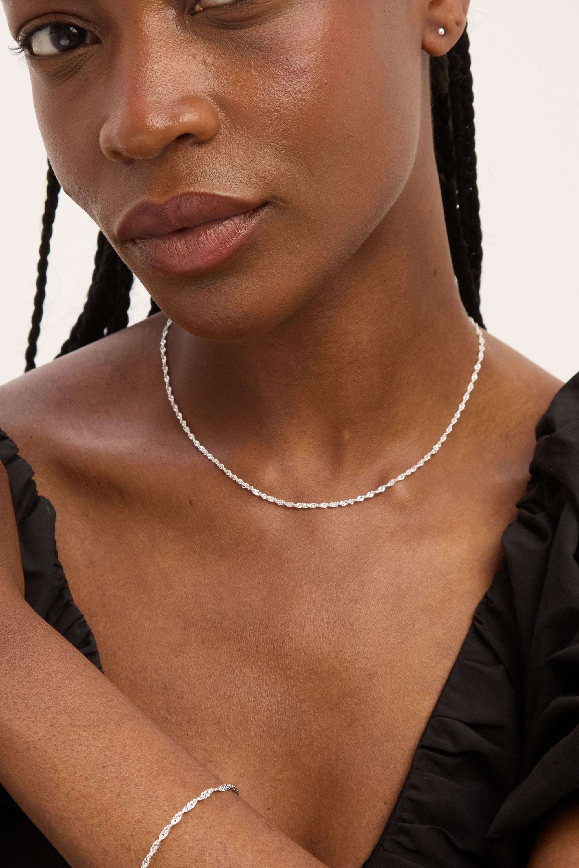 Simply Silver Sterling Silver 925 Polished Twist Chain Necklace image 2