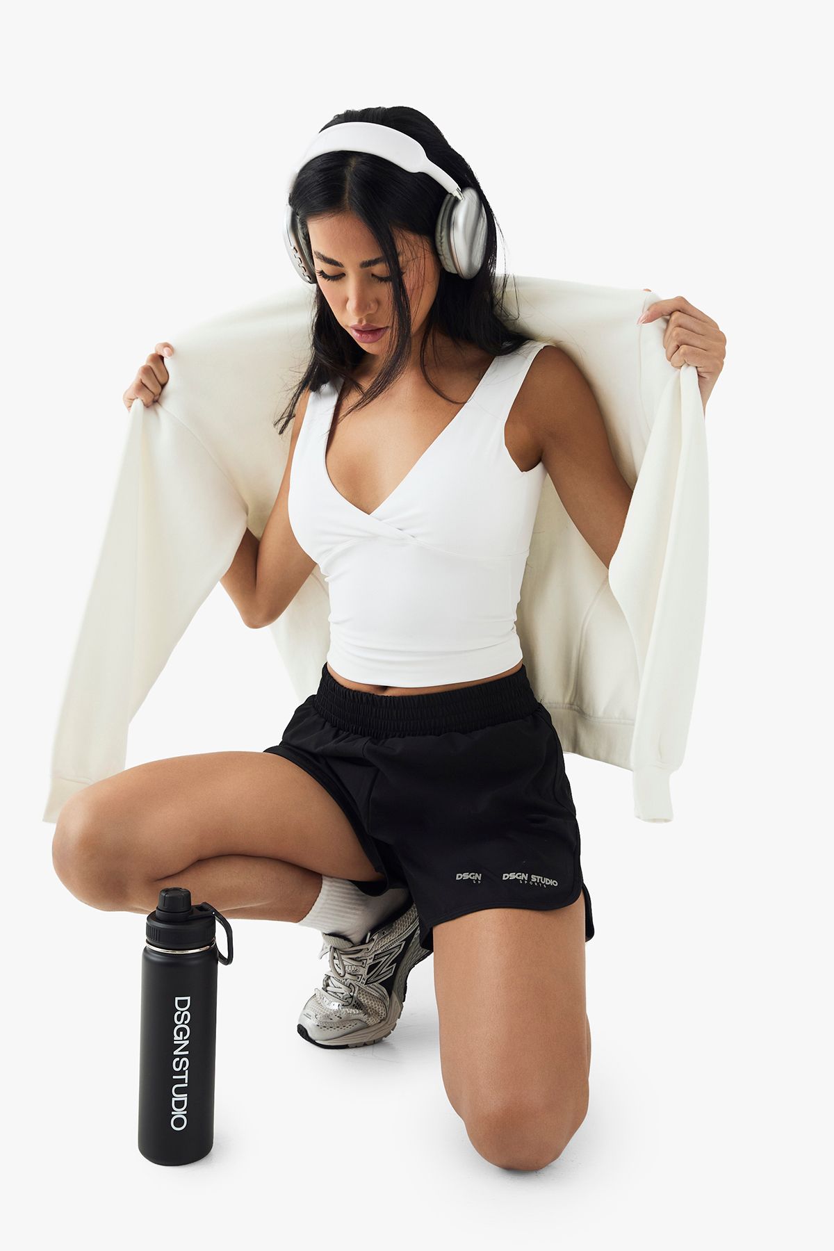 DSGN Studio DSGN Studio Sport High Waist Deep Waistband 2 in 1 Sports Short Black image 1