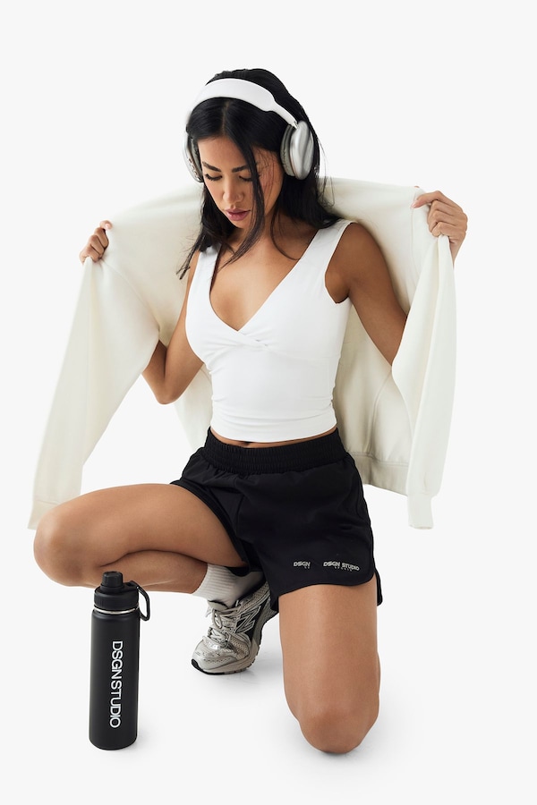 DSGN Studio DSGN Studio Sport High Waist Deep Waistband 2 in 1 Sports Short Black