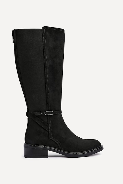 Linzi Power Black Faux Suede Riding Boot