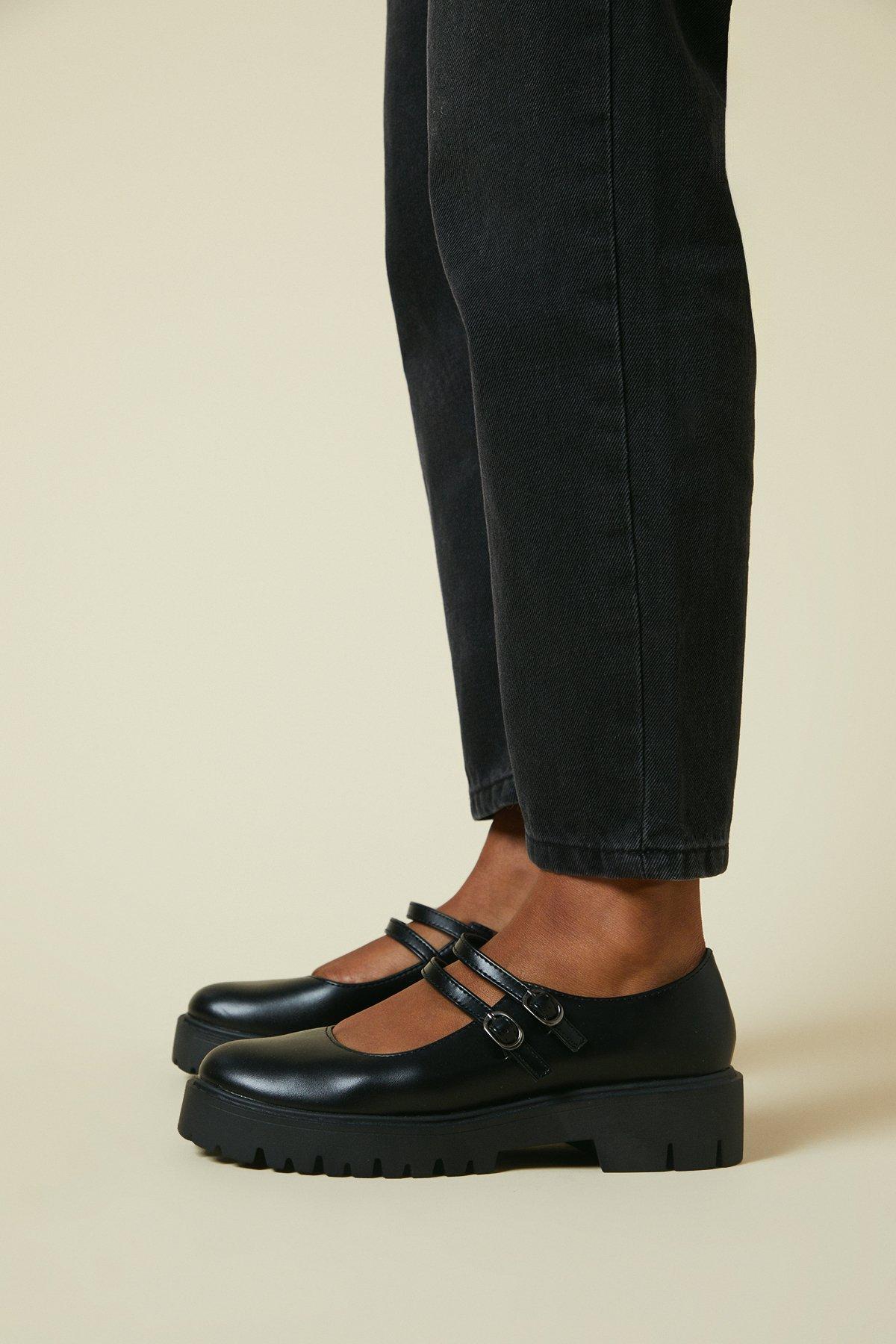 Dorothy Perkins Vada Double Strap Mary Jane Chunky Shoes Black image 4