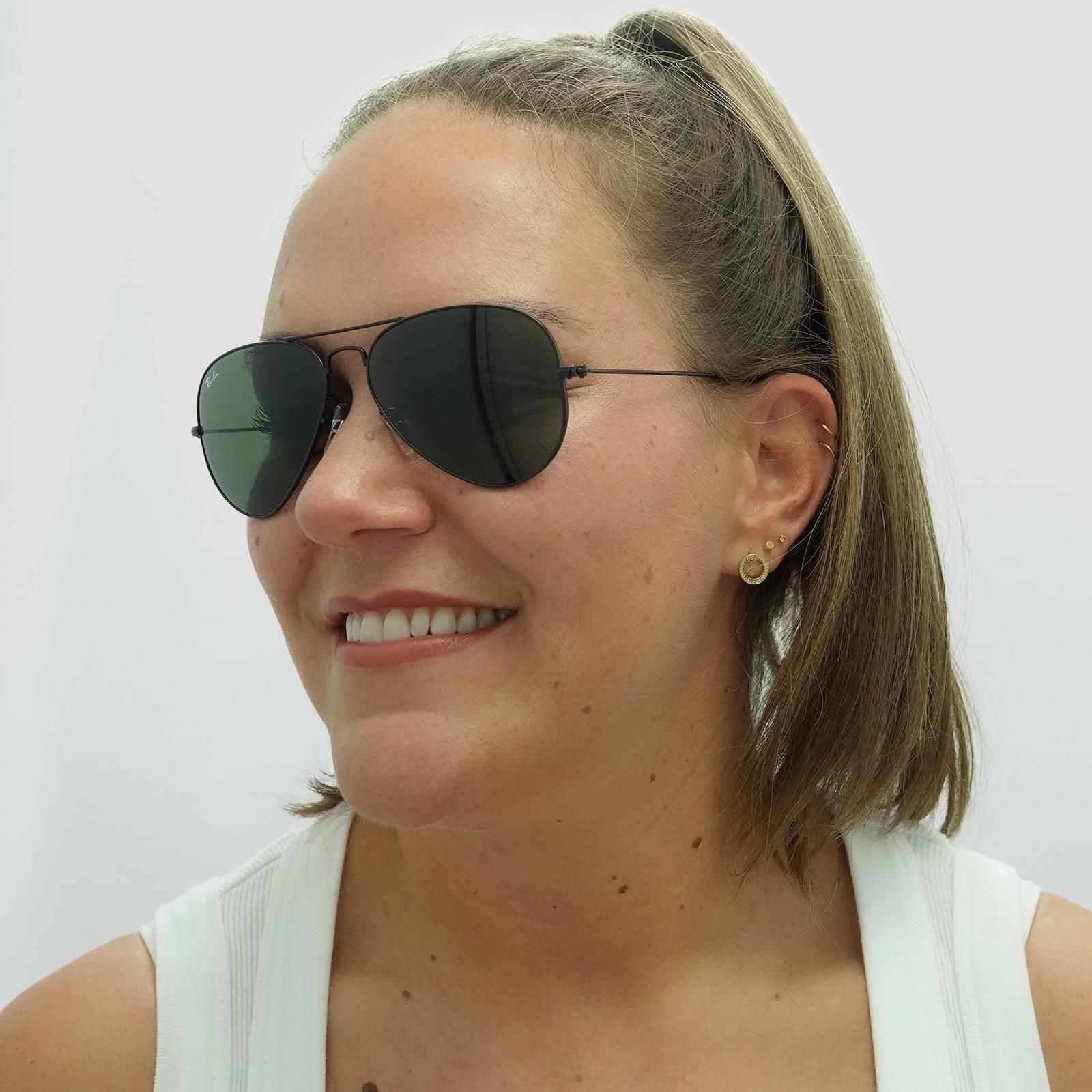 Ray-Ban Aviator Black Green Aviator 3025 Sunglasses image 7