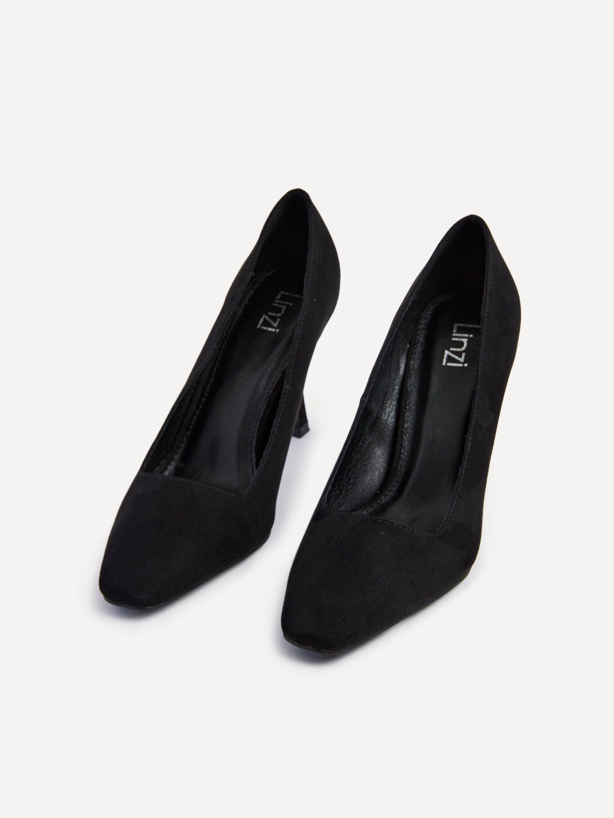 Linzi Colette Black Faux Suede Squared Toe Stiletto Court Heel image 5