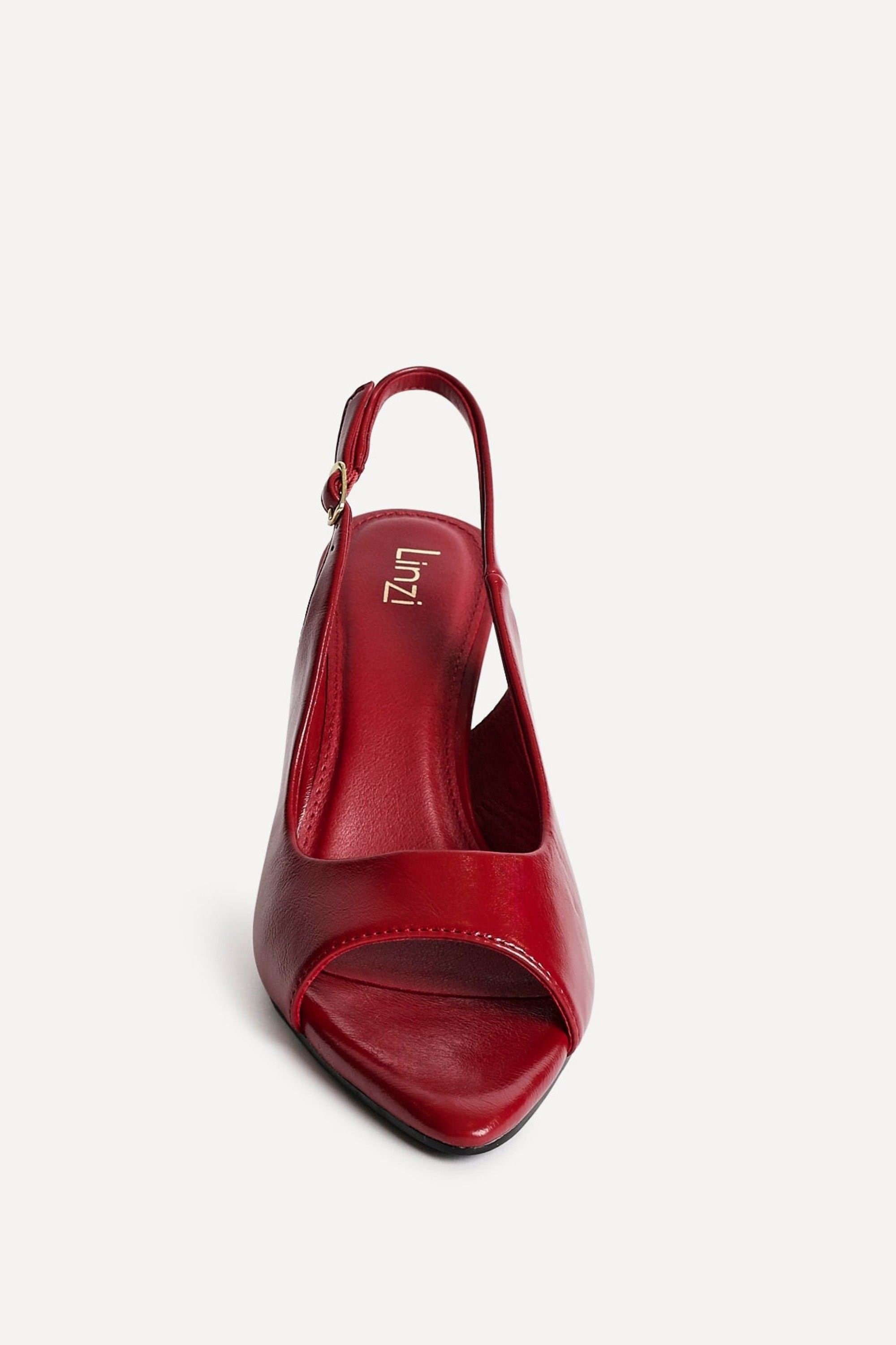 Linzi Tokyo Red Faux Leather Peep Toe Heels image 4