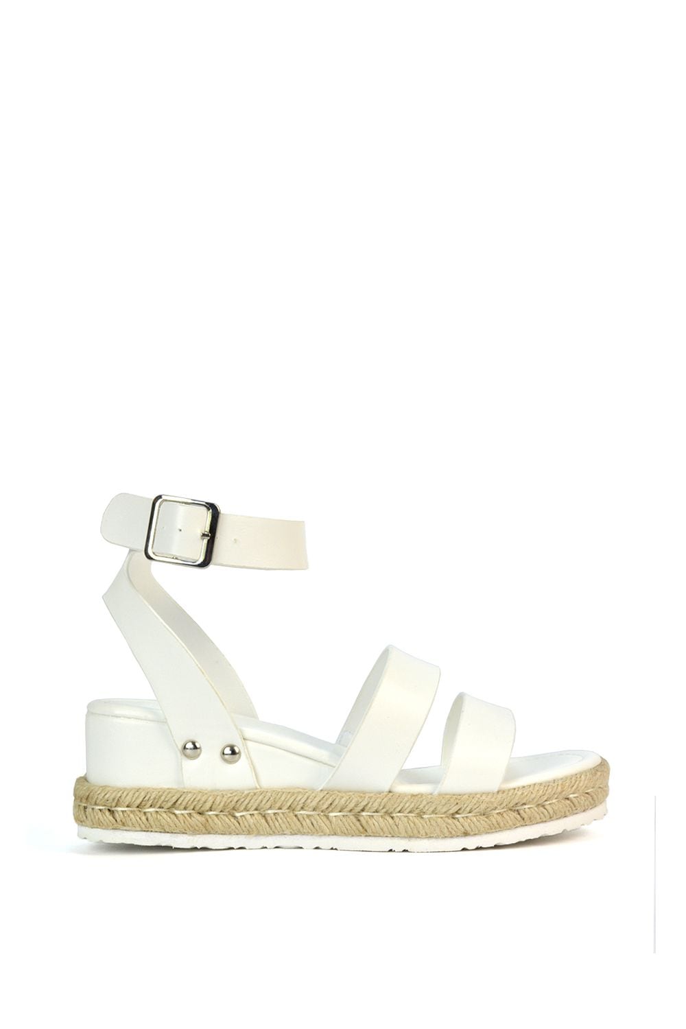 XY London 'Brook' Espadrille Platform Wedge Low Heel Sandal Shoes With Ankle Strap image 1