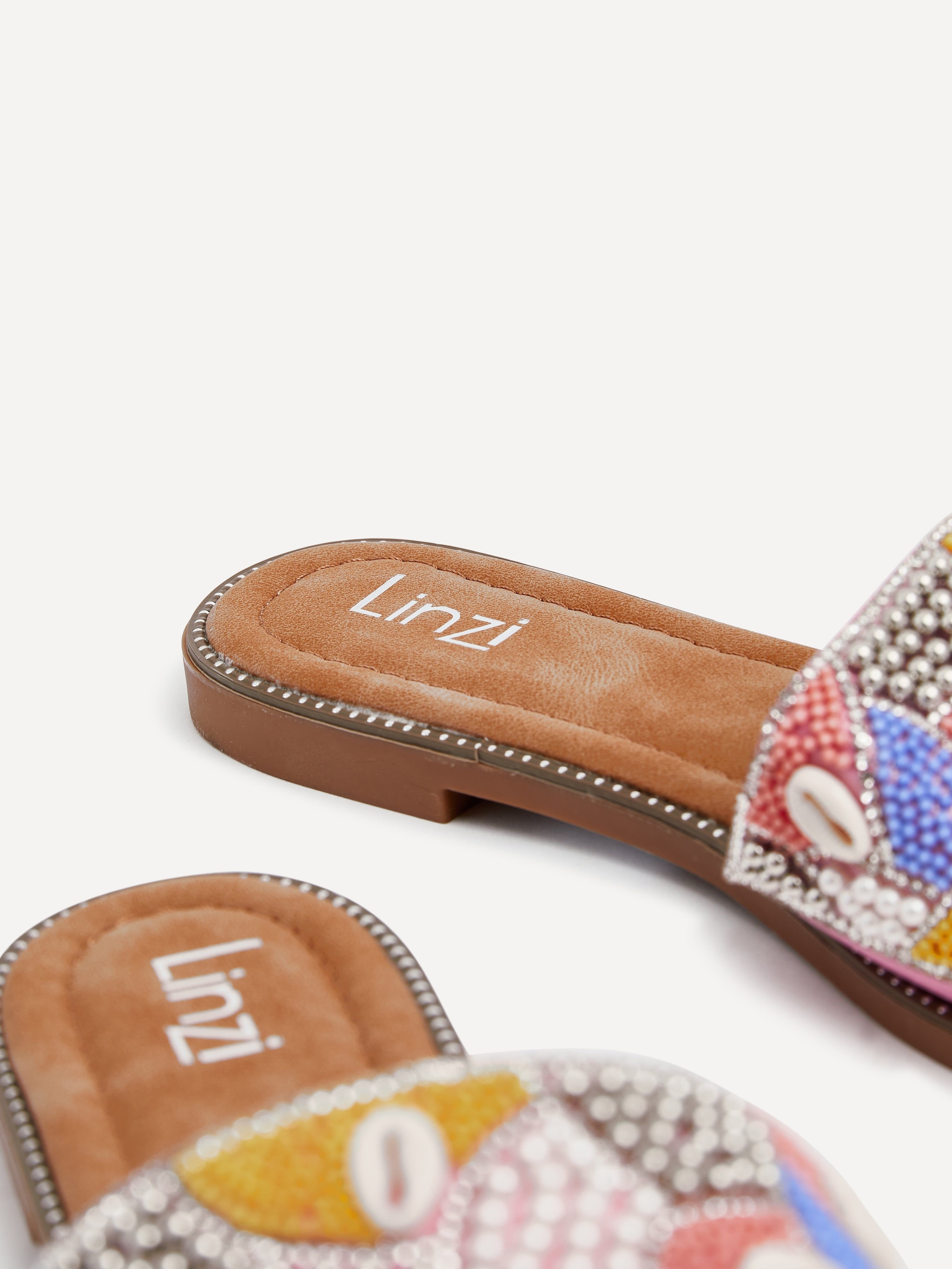 Linzi Seanna Blue & Coral Embellished Shell Slider image 5