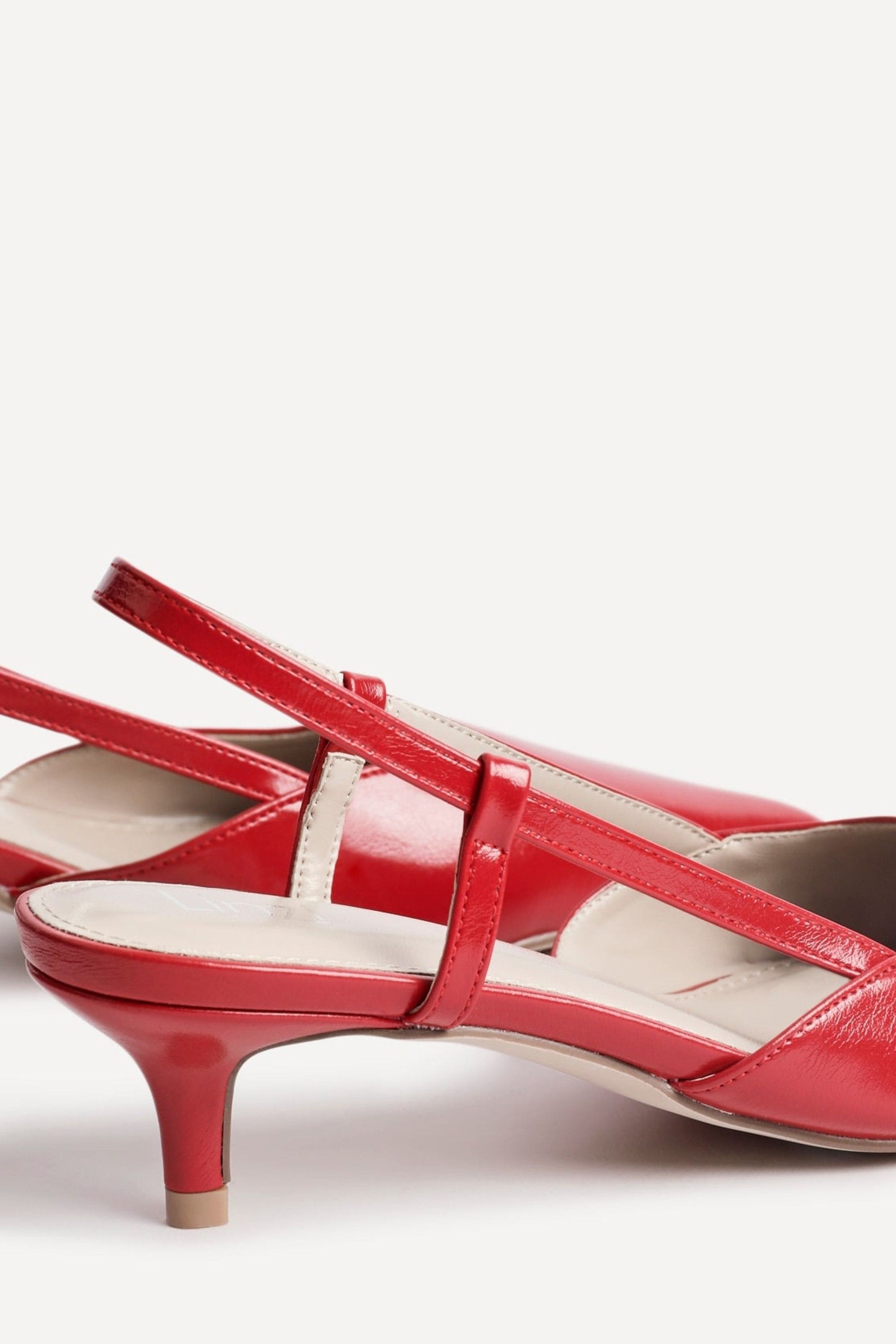 Linzi Refined Red Faux Leather Slingback Kitten Court Heels image 5
