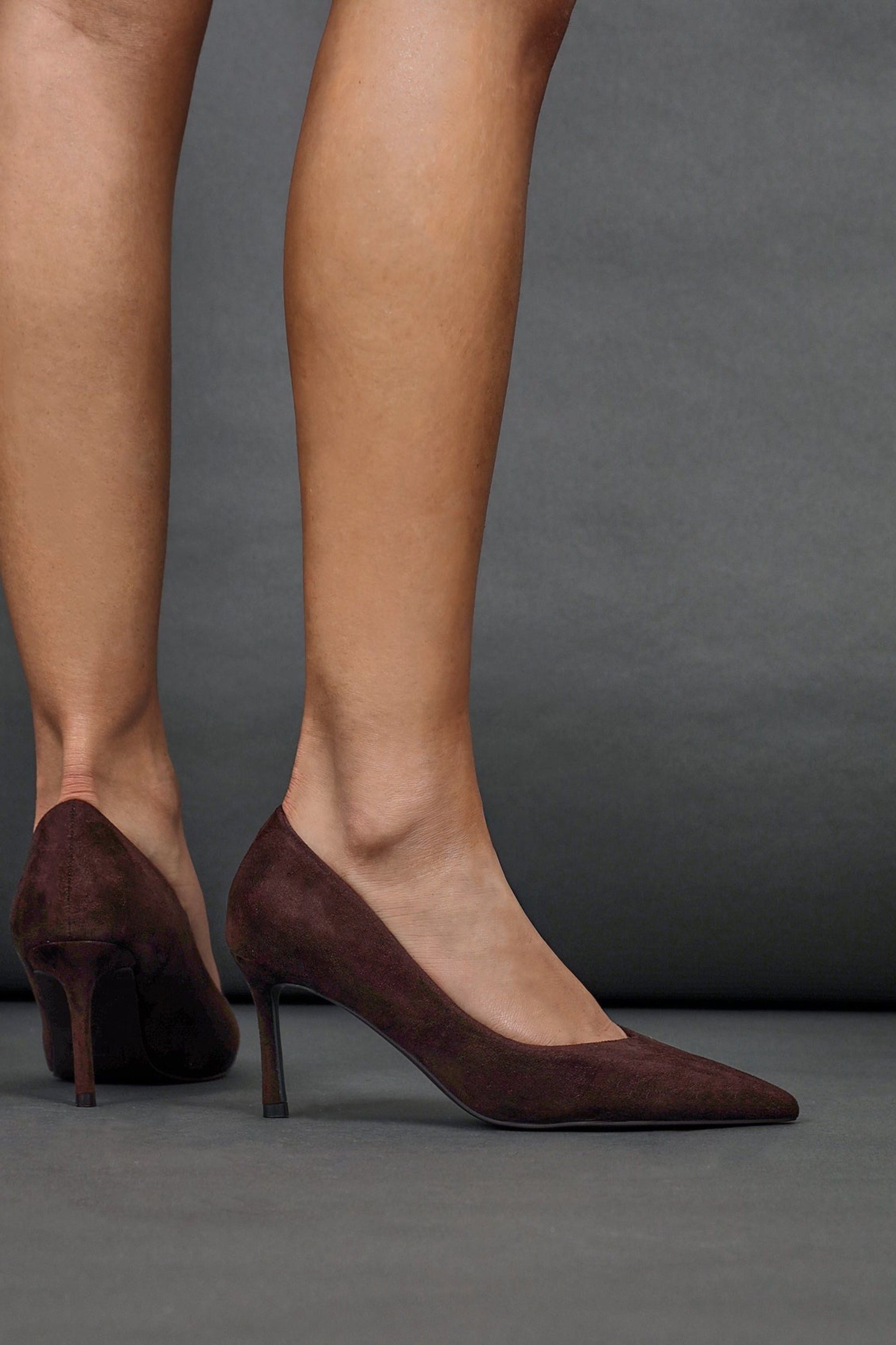 Linzi Classic Brown Faux Suede Court Heels image 2