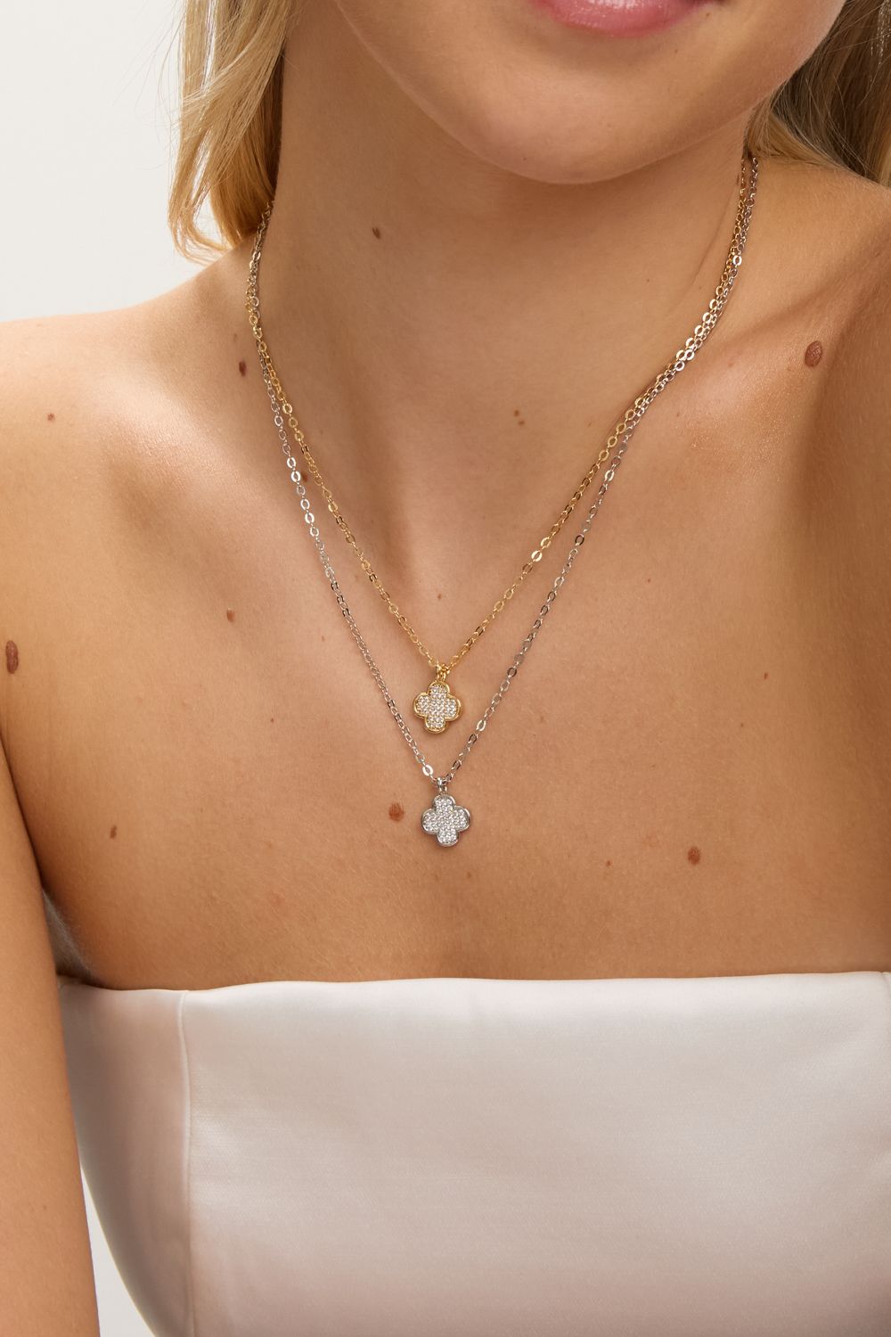 Jon Richard Gold Plated Mirco Pave Clover Pendant image 2