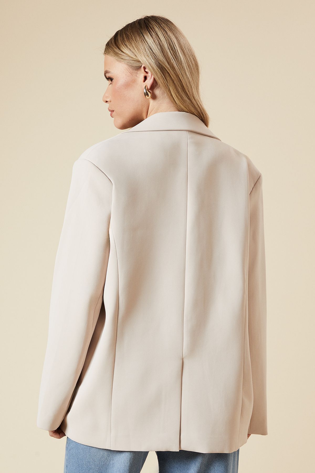 Dorothy Perkins Oversized Double Breasted Blazer Ecru image 3