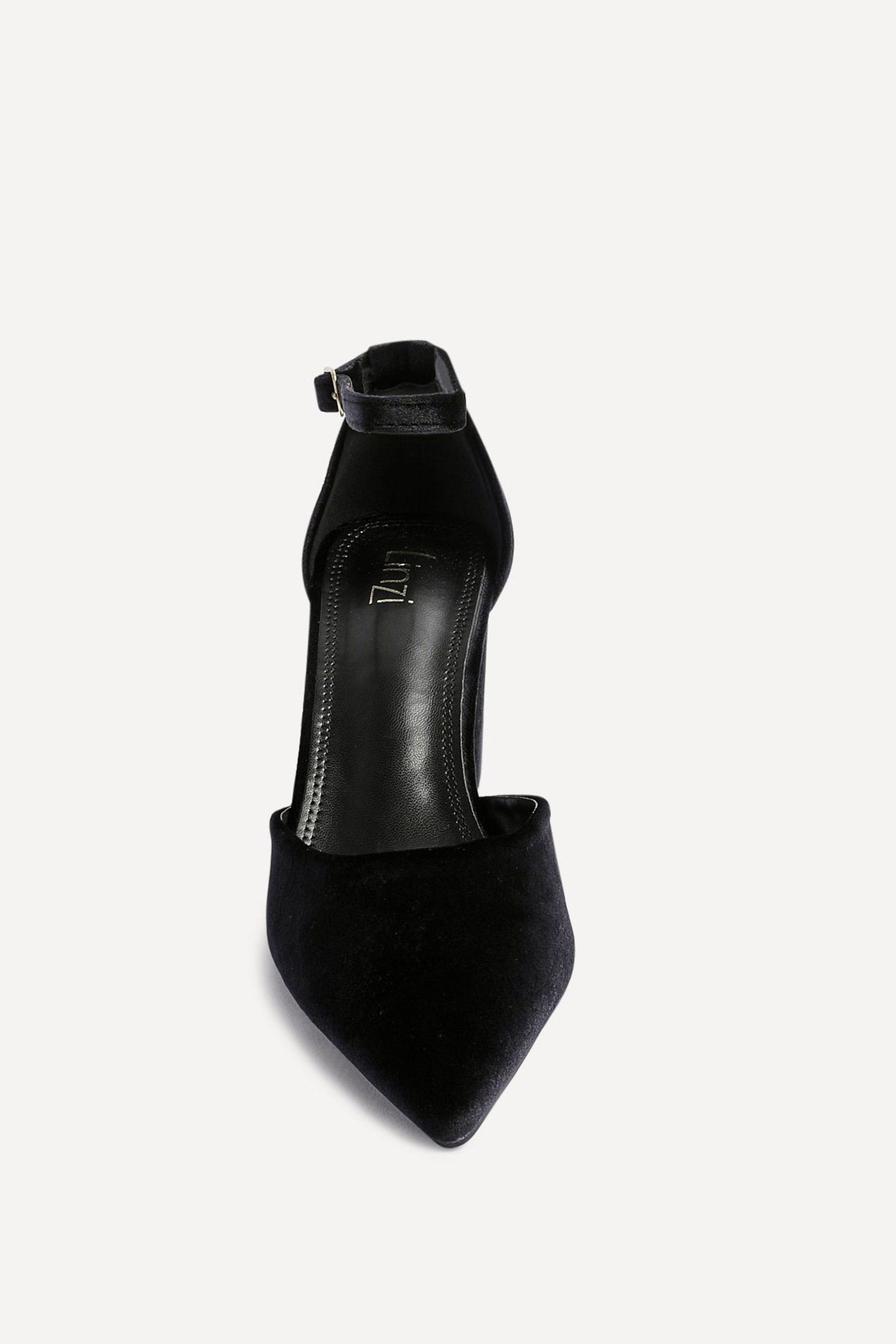 Linzi Glam Black Velvet Pointed Block Heel Courts image 4
