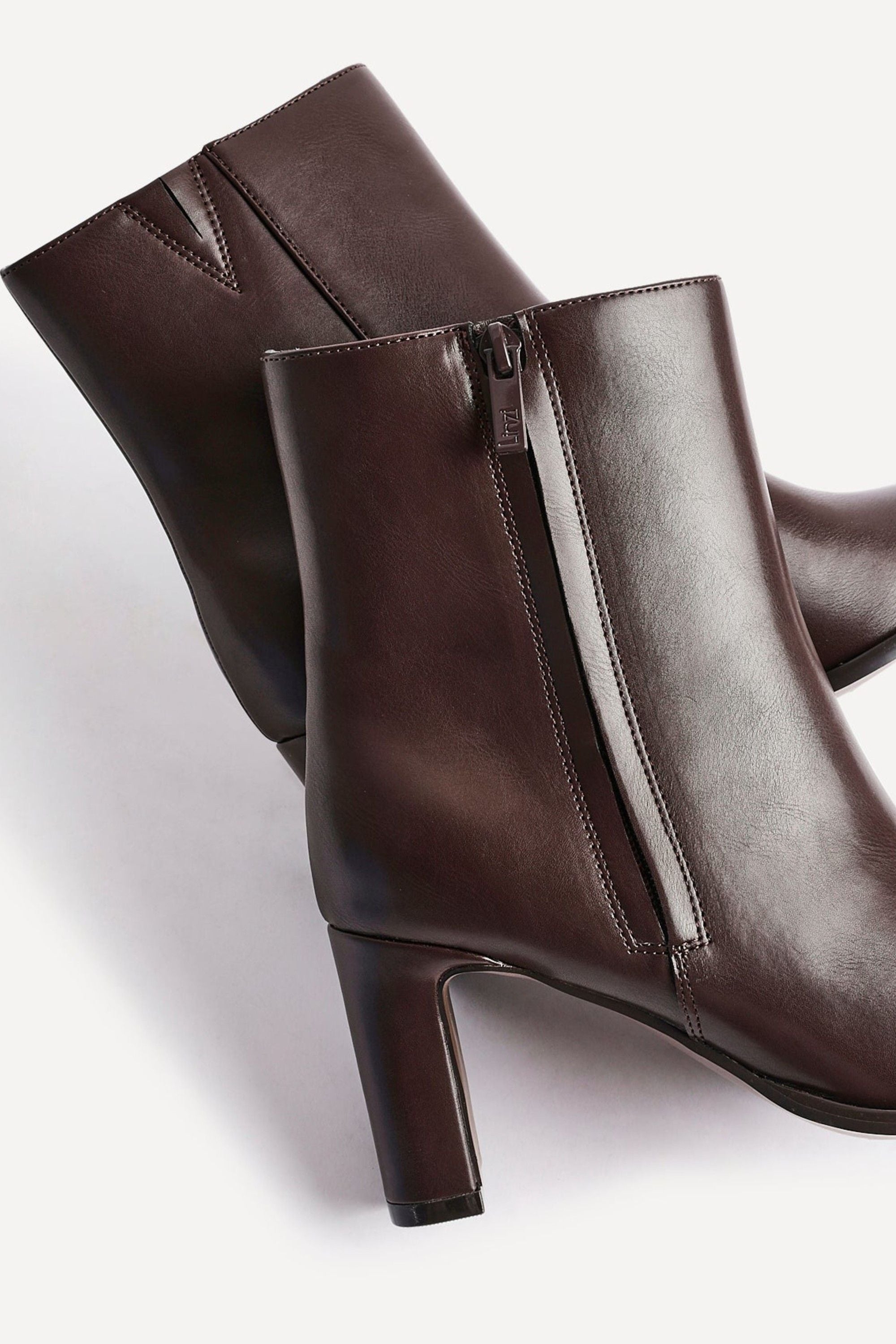 Linzi Jonas Brown Faux Leather Block Heel Ankle Boot image 5