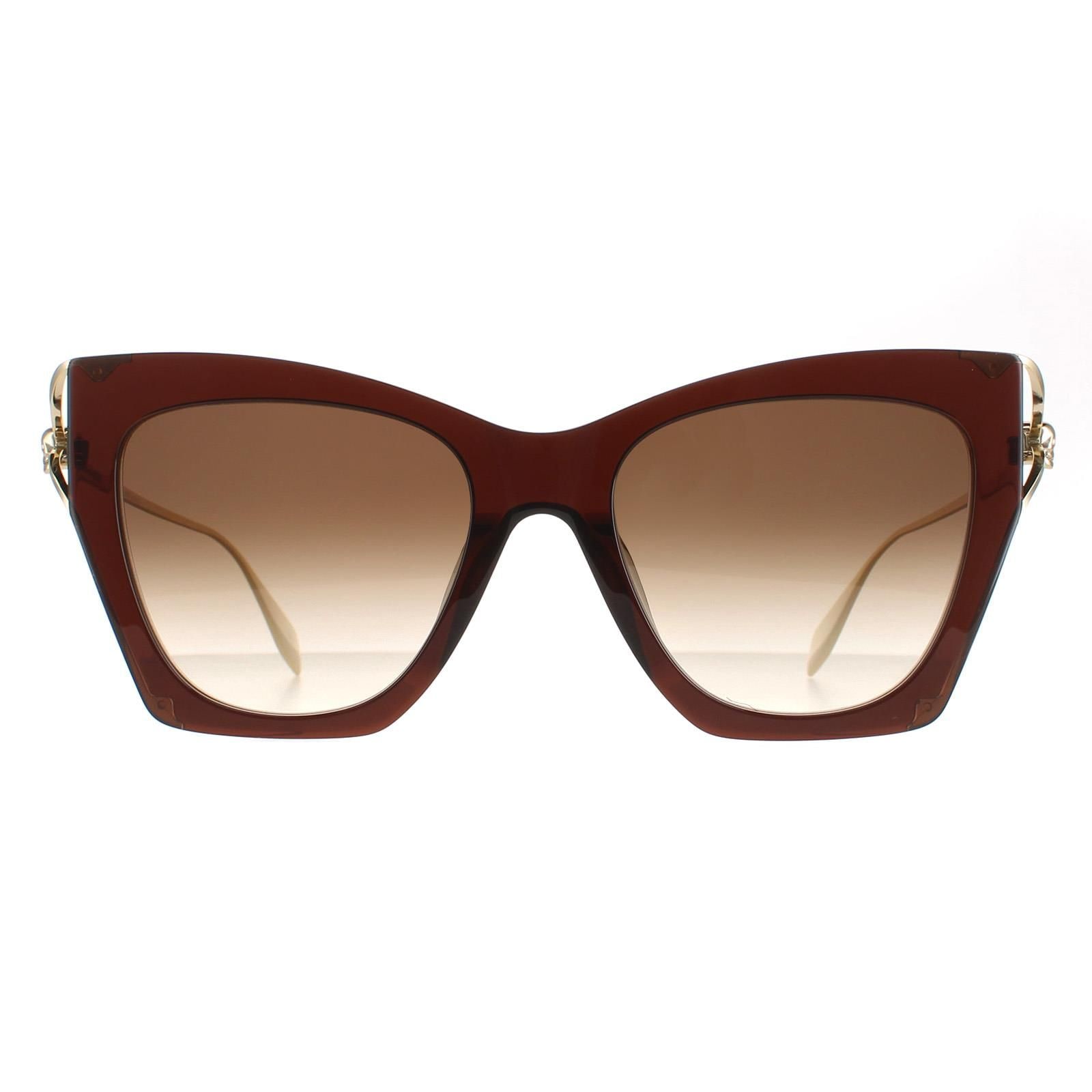 Alexander McQueen Cat Eye Womens Brown Gold Brown Gradient AM0375S image 1