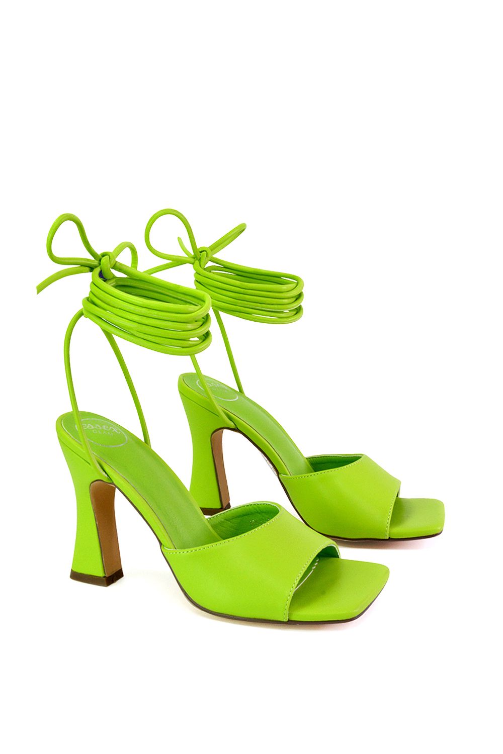 XY London 'Flora' Strappy Lace Up Block High Heels With a Square Toe image 3