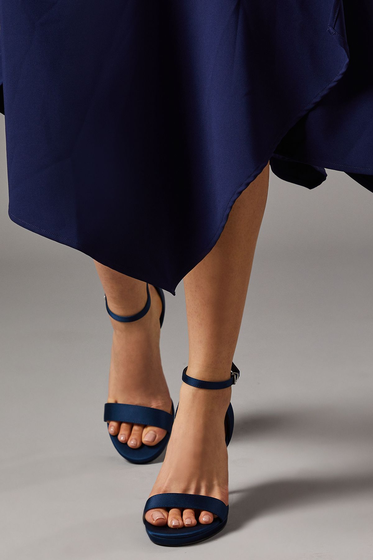 Coast Wide Fit Talia Satin Platform Heeled Sandals Navy image 2