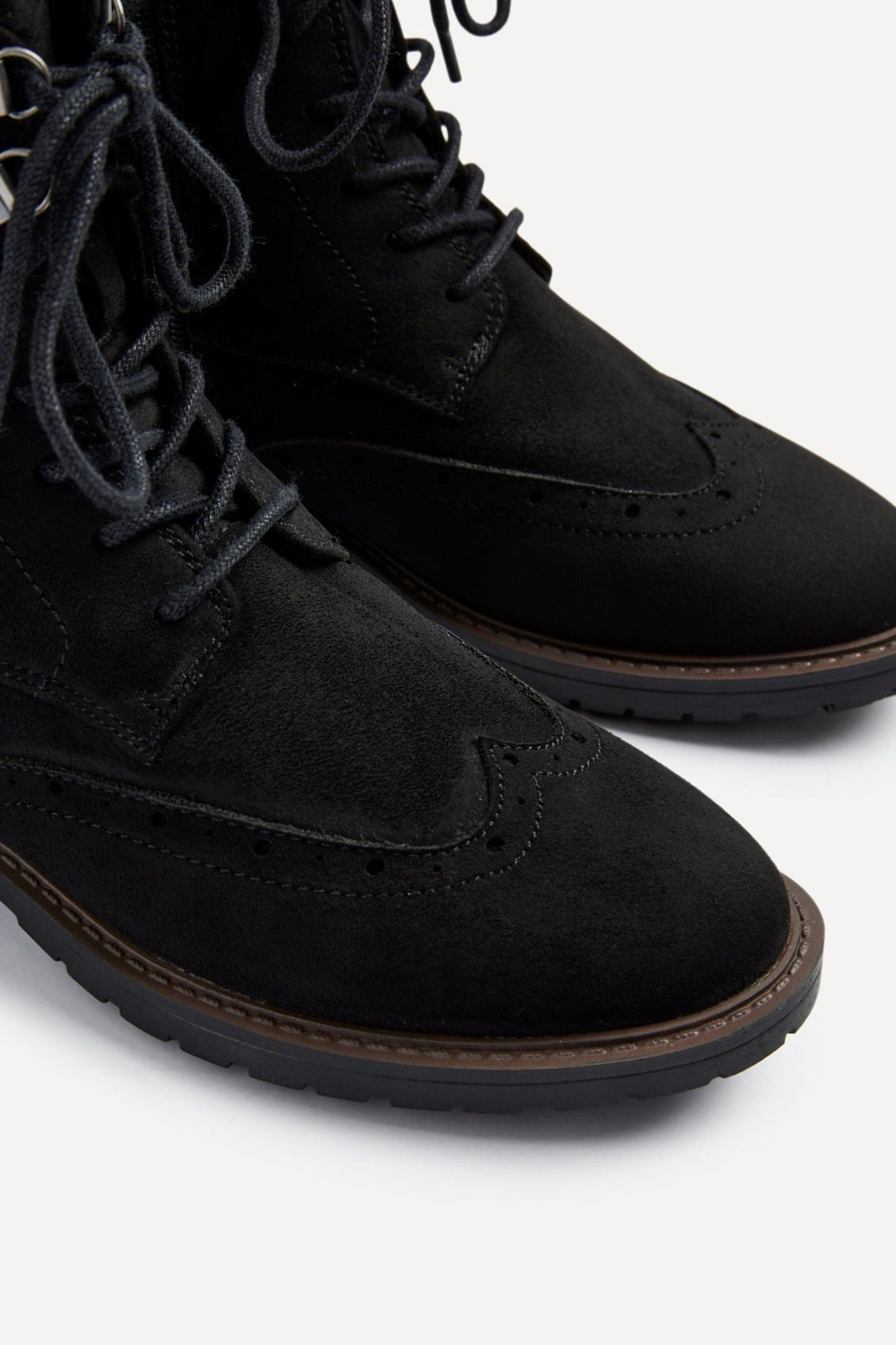 Linzi Ashleigh Black Faux Suede Lace Up Military Boot image 5