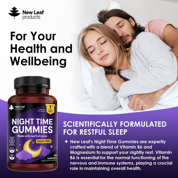 New leaf health Night Time Gummies - Chewable Sleep Aid Supplement - Natural Melatonin Sources + Vitamin B6 & Magnesium - Vegan, Sugar Free image 3