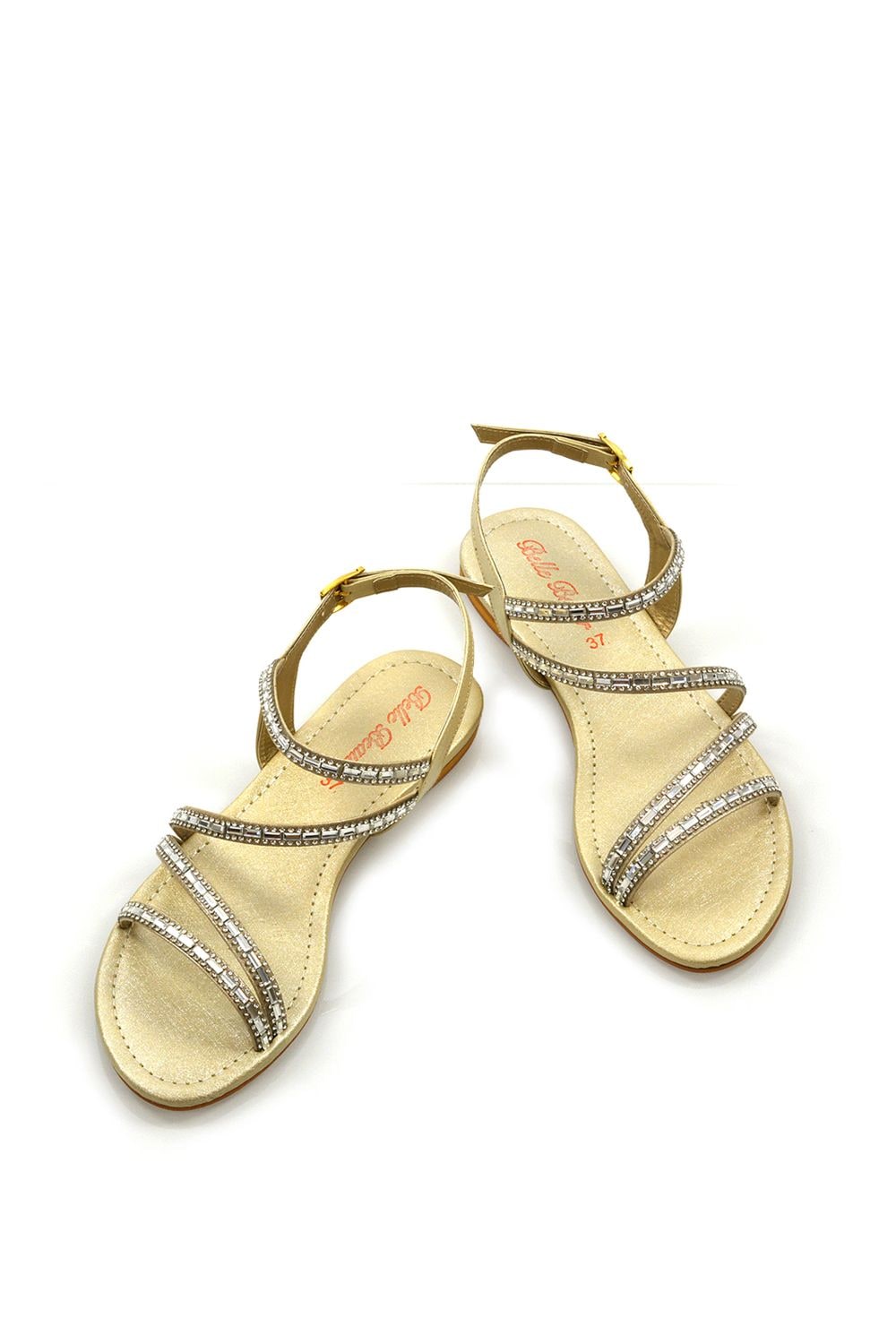 XY London 'Mercedes' Strappy Mirror Diamante Flat Sandals image 2