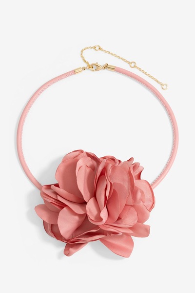 Mood Gold Pink Flower Corsage Necklace