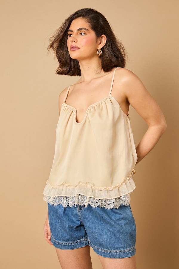 Oasis Babydoll Lace Detail Cami Lemon