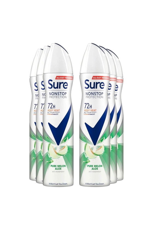 Sure Women 'Antiperspirant' 72H Protection Pure Melon Aloe Deo, 6x250ml