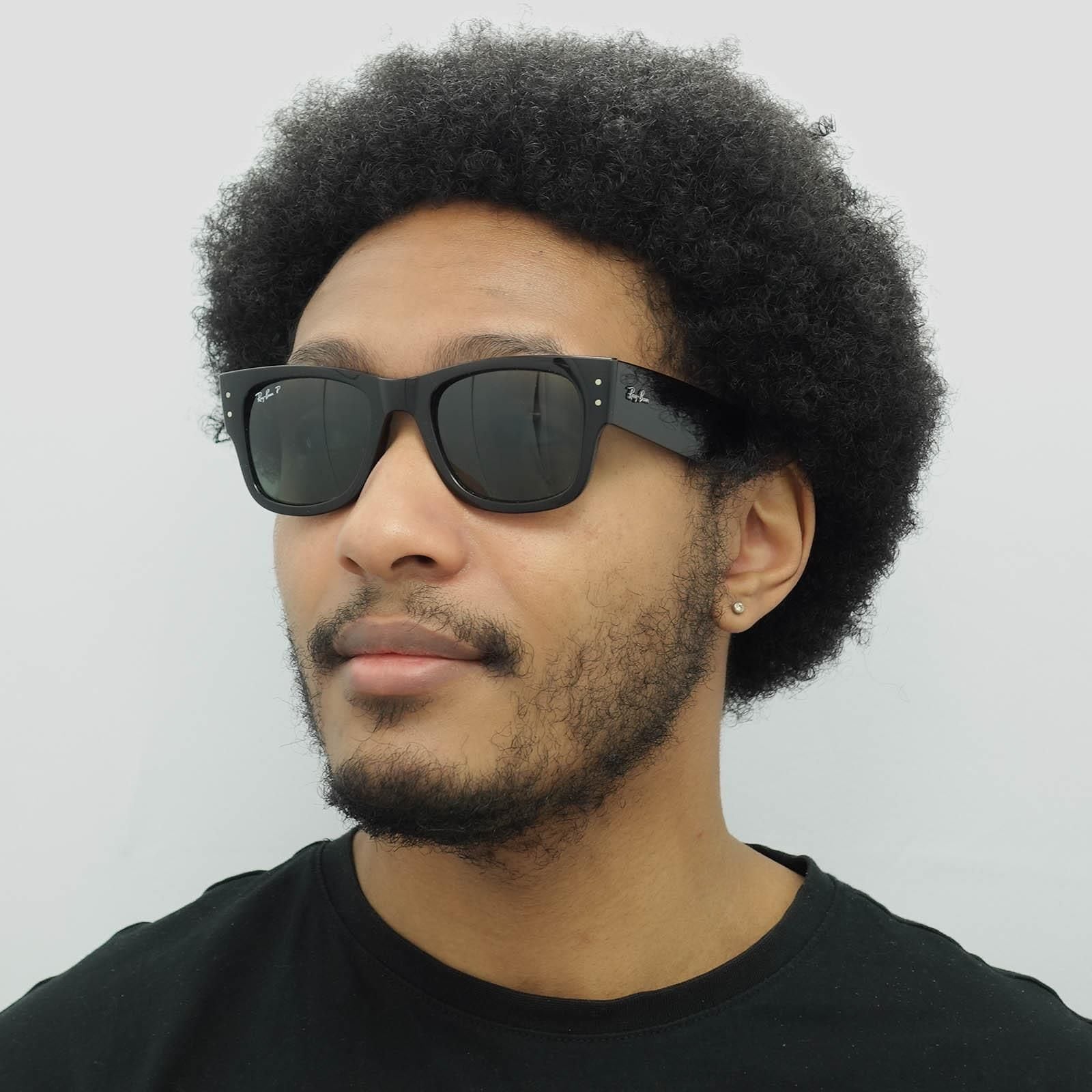 Ray-Ban Square Polished Black Green Polarized RB0840S Mega Wayfarer image 8