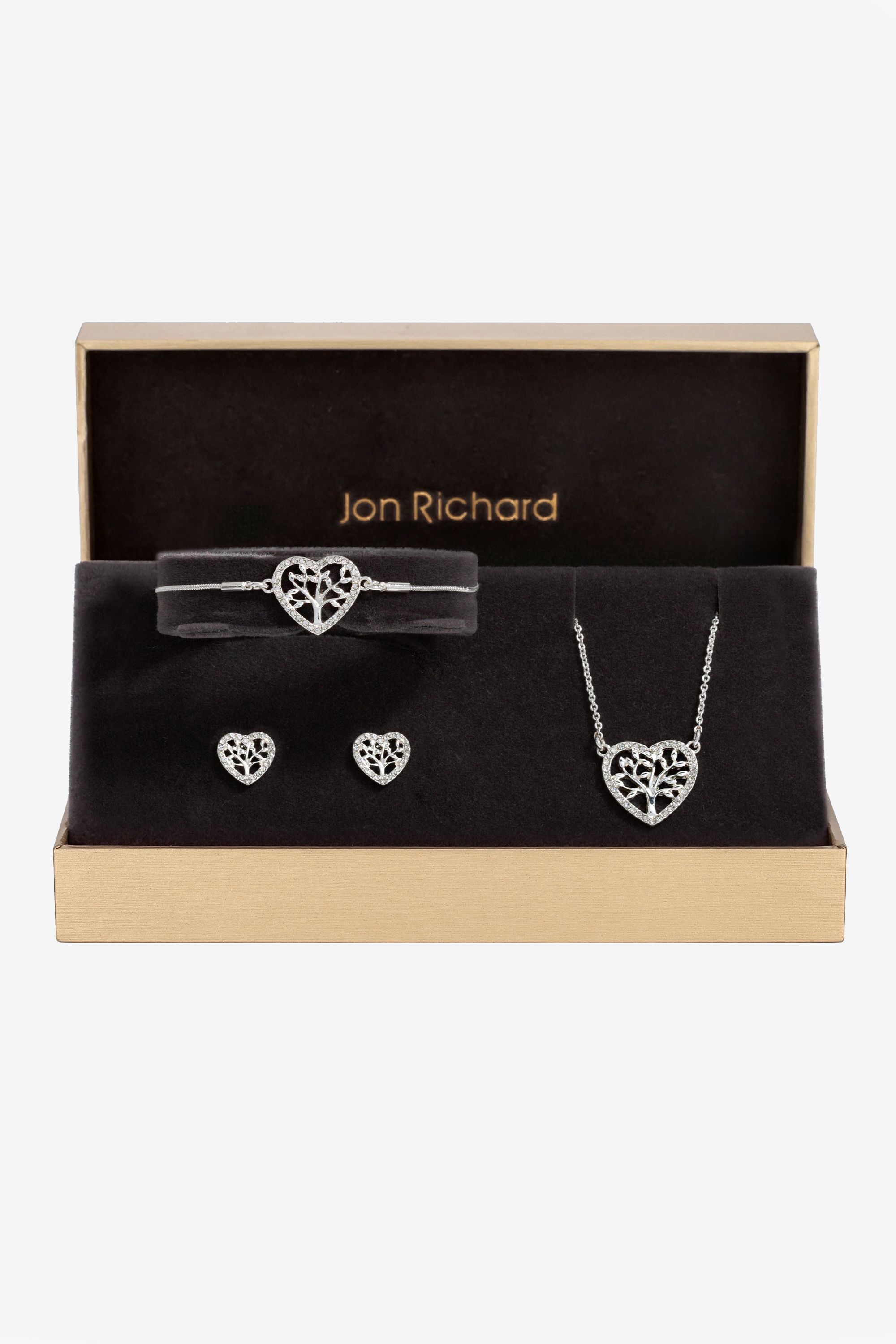 Jon Richard Silver Plated And Crystal Heart Tree Of Love Set - Gift Box image 1