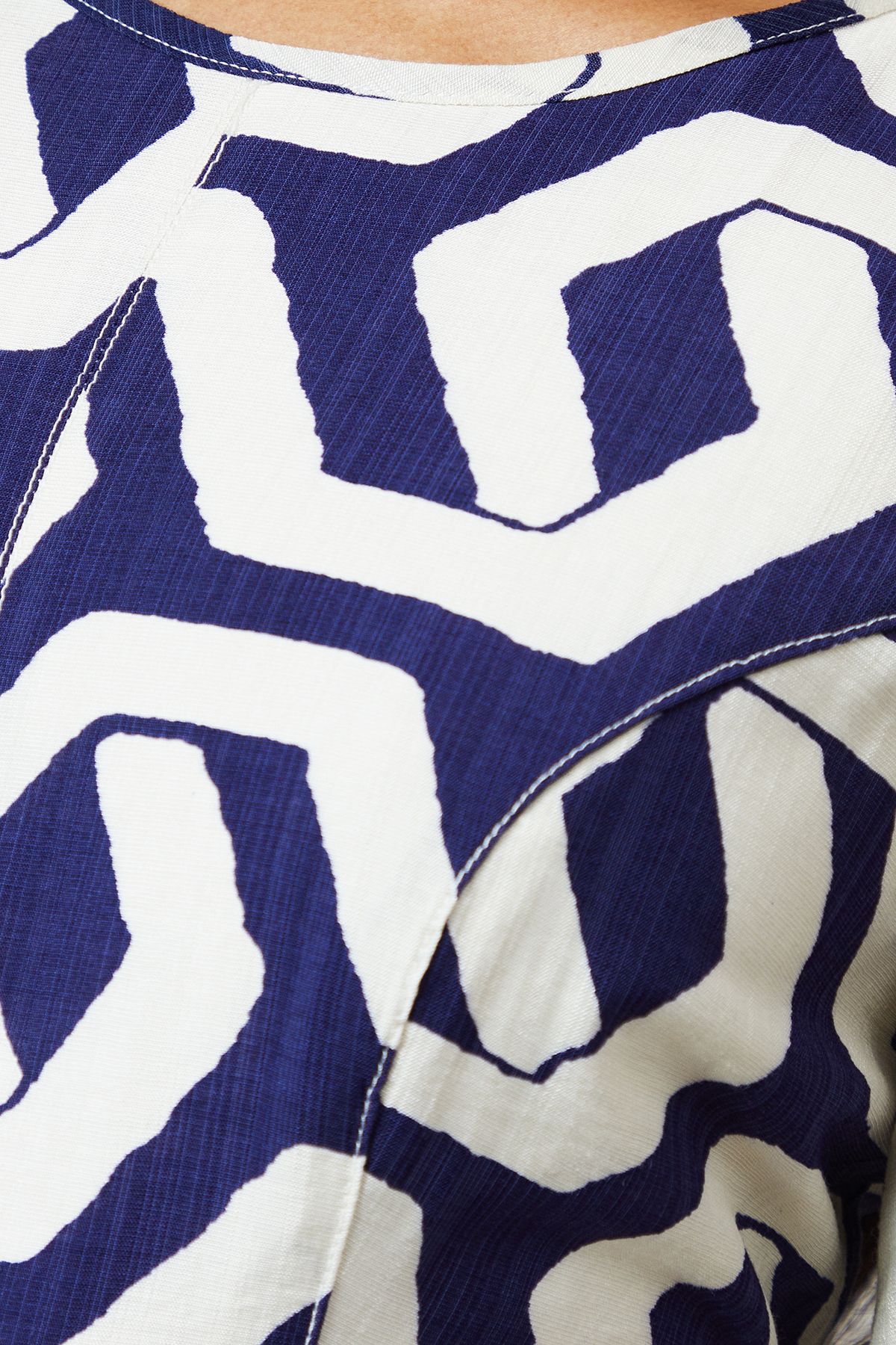 Principles Navy Geo Print Seam Detail Midi Dress Navy image 5