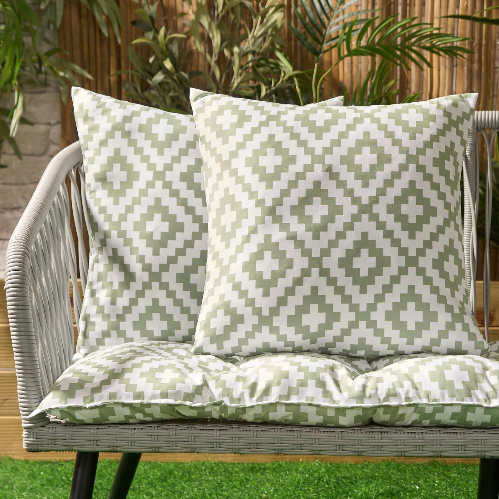 OHS 2 Pack  Geometric Cushion Filled Water Resistant Outdoor Garden image 2