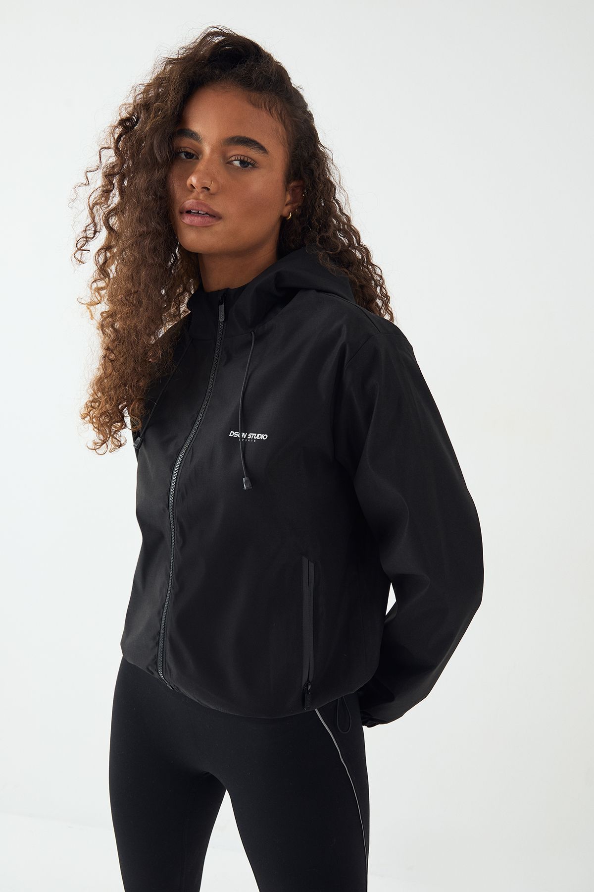 DSGN Studio DSGN Studio Reflective Zip Hooded Through Sports Jacket Black image 1