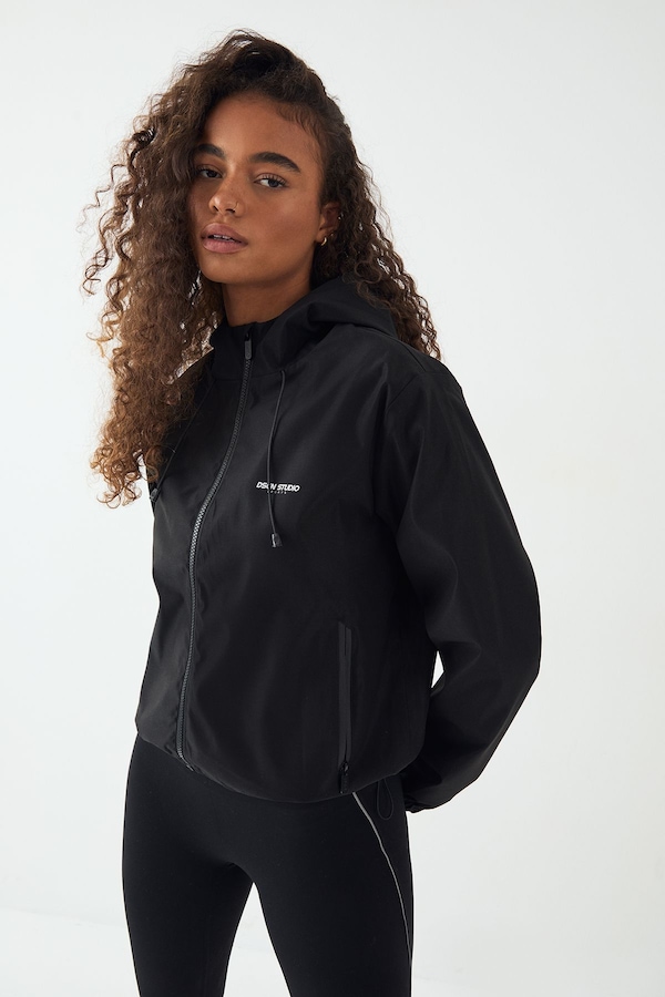 DSGN Studio DSGN Studio Reflective Zip Hooded Through Sports Jacket Black