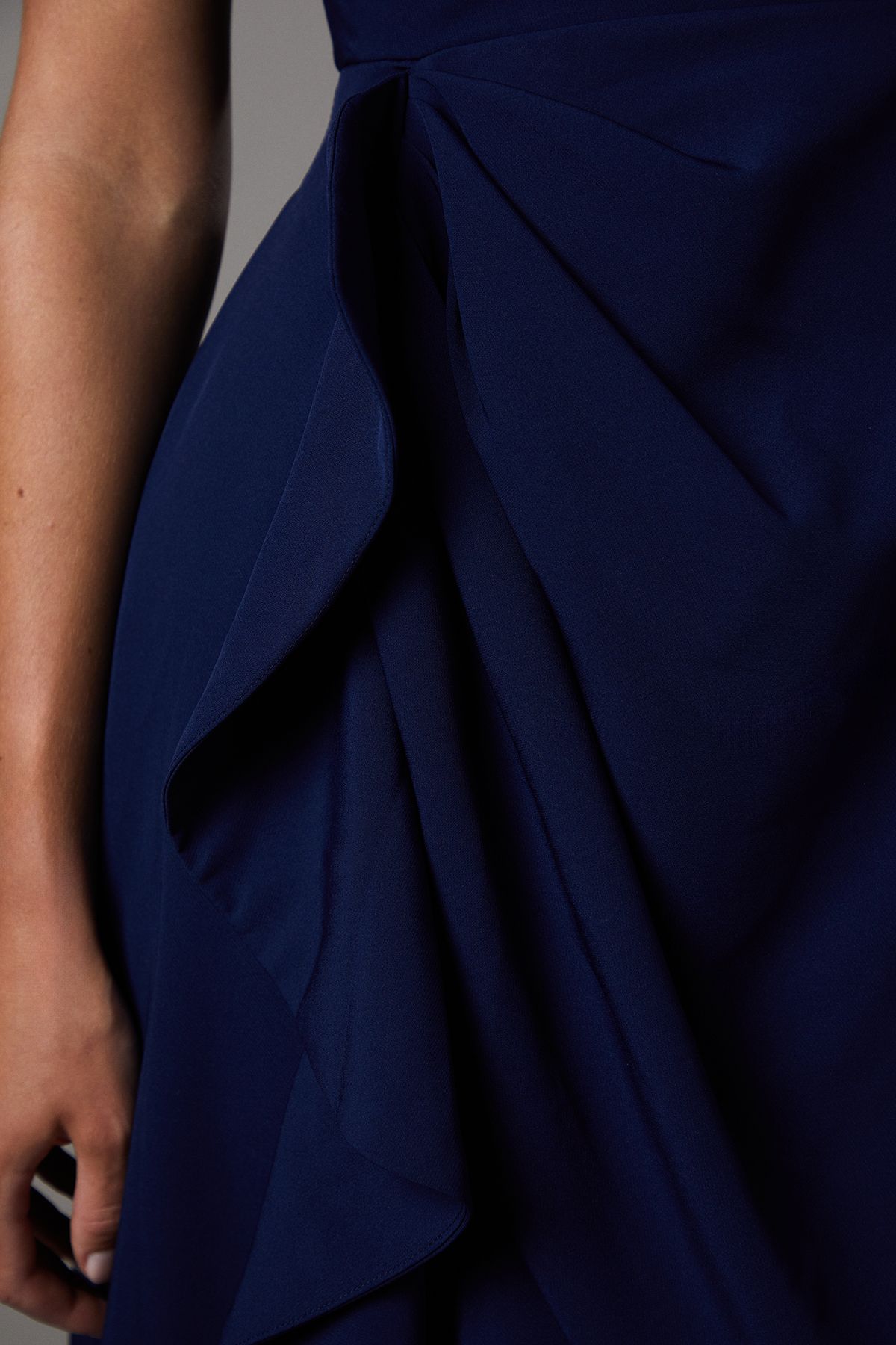 Coast Crepe Ruffle Dress With Low Back Navy image 5