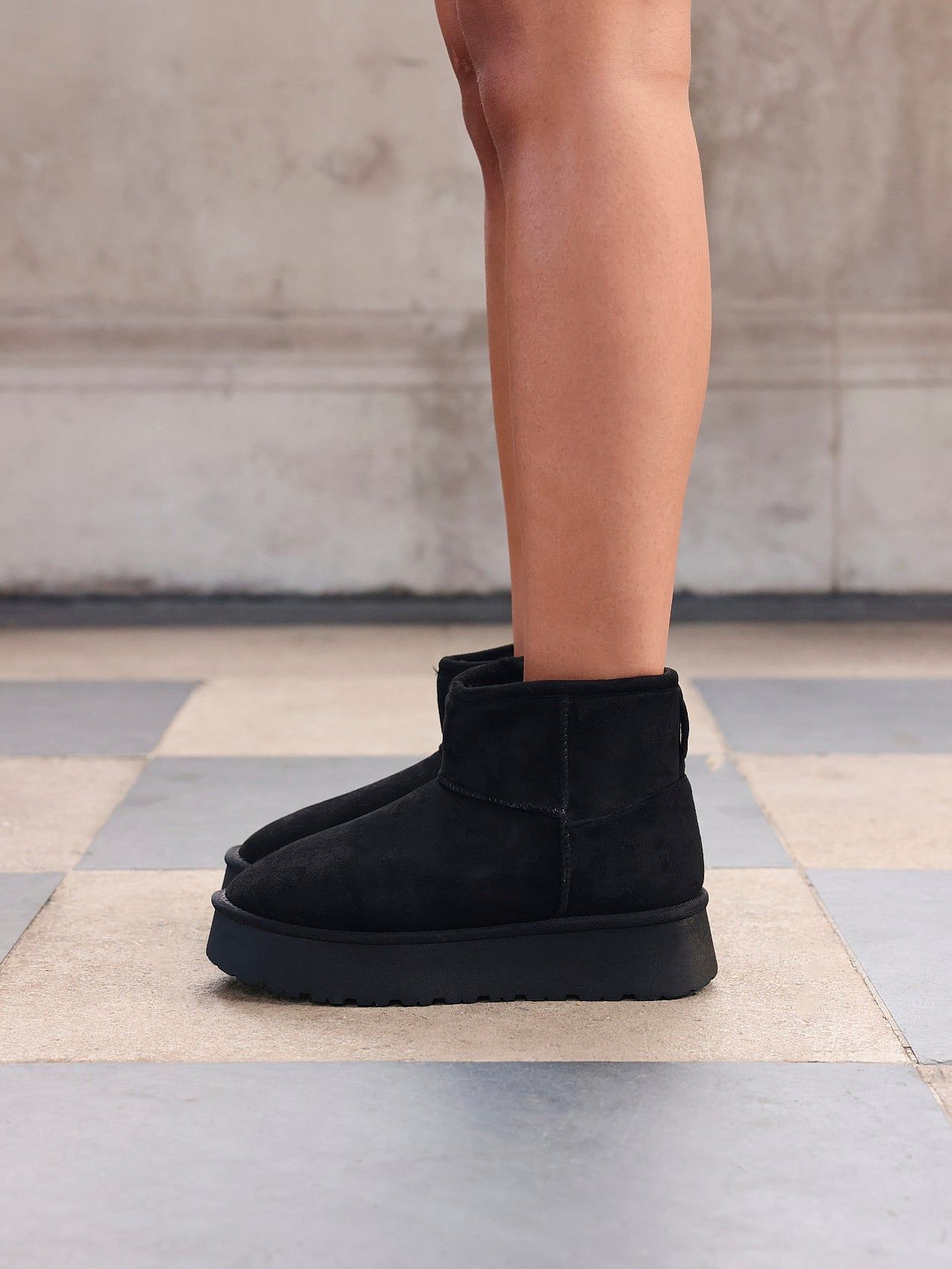 Linzi Cammie Black Faux Suede Platform Ankle Boot image 2