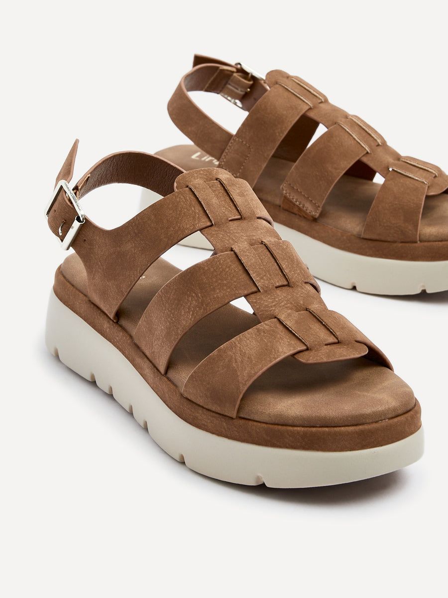 Linzi Boston Tan Faux Nubuck Fisherman Flatform Sandals image 4