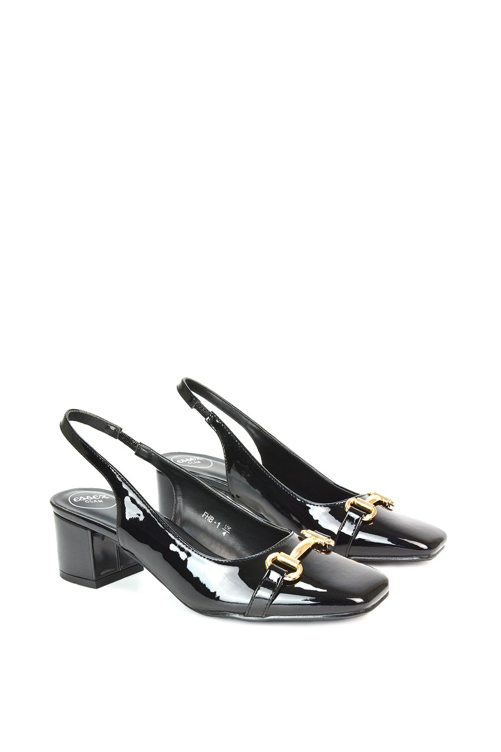 XY London 'Selena' Square Toe Slingback Mid Block Heel Ballet Court Shoes image 3