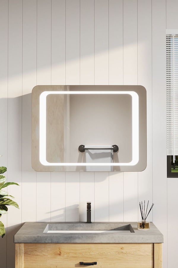 Living and Home LED Wall Mounted Anti-Fog Illuminated Bathroom Mirror with Sensor Switch