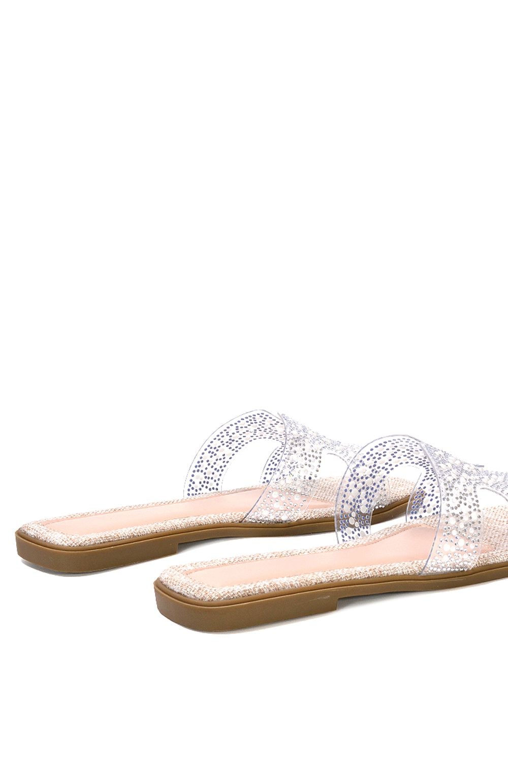 XY London 'Patsy' Square Toe Slip On Diamante Slider Sandal Shoes image 4