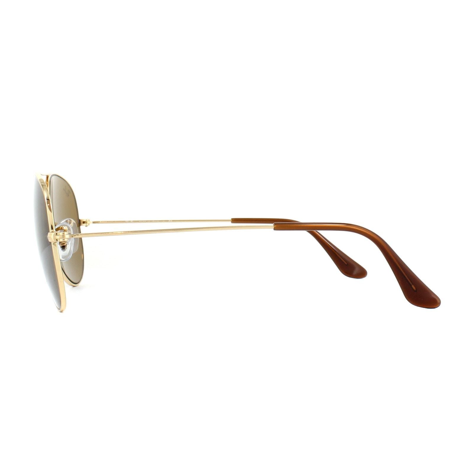 Ray-Ban Aviator Gold Brown Aviator 3025 Sunglasses image 3