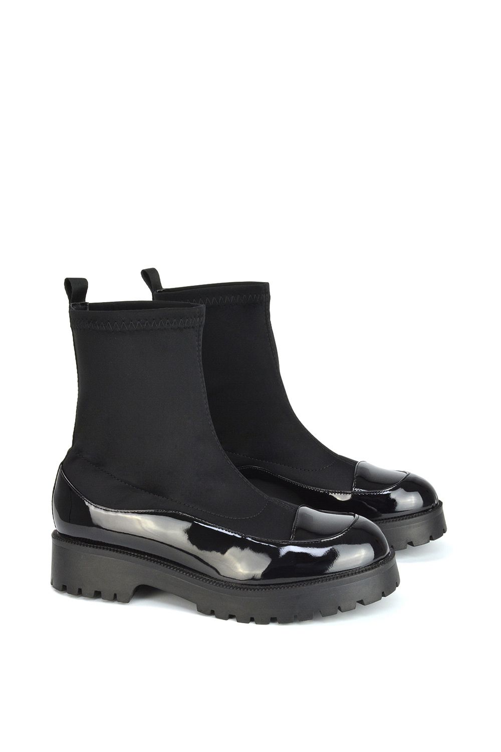 XY London 'Kerry' Sock Ankle Boots Flat Biker Booties image 3