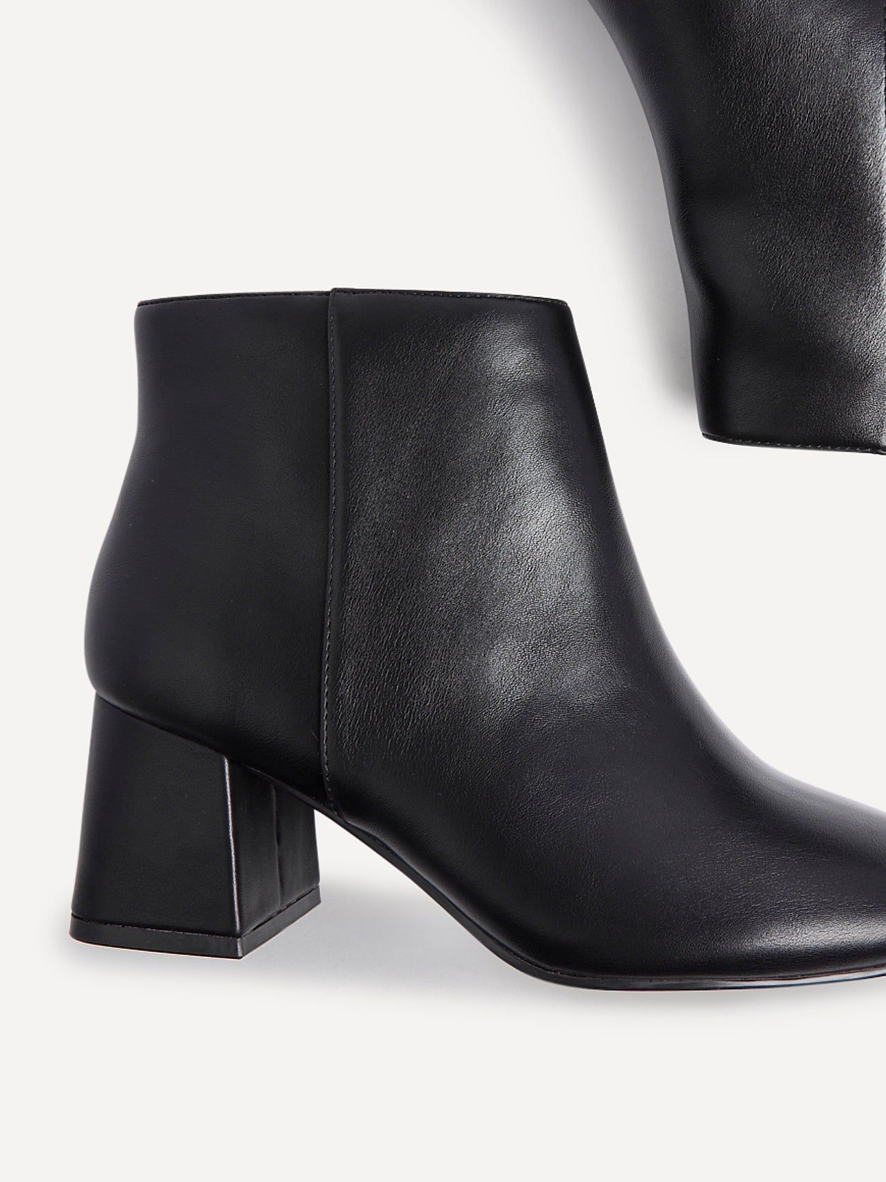 Linzi Alba Wide Fit Black Faux Leather Block Heeled Ankle Boot image 4