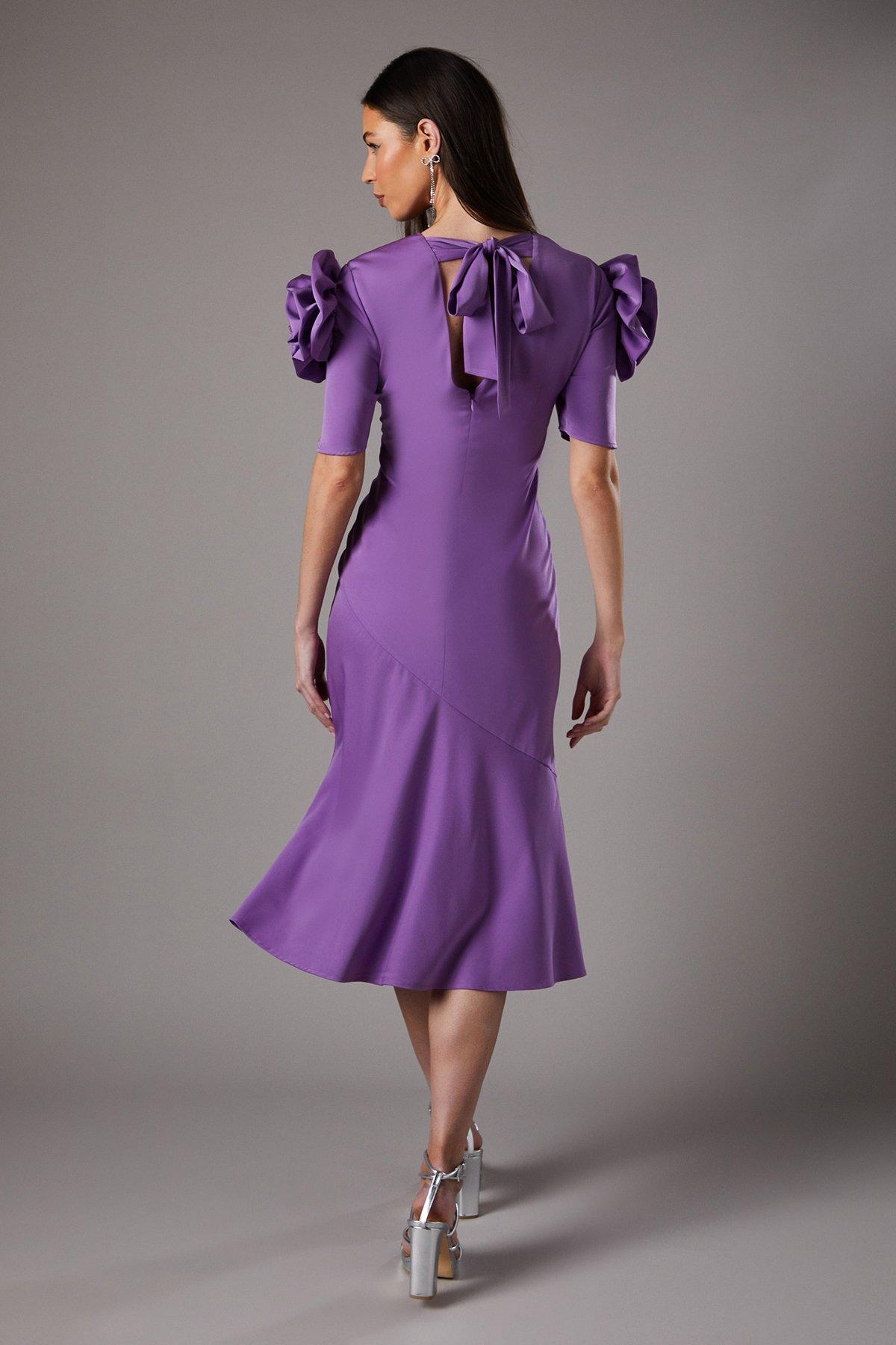 Coast Corsage Shoulder Short Sleeve Dress Purple image 3