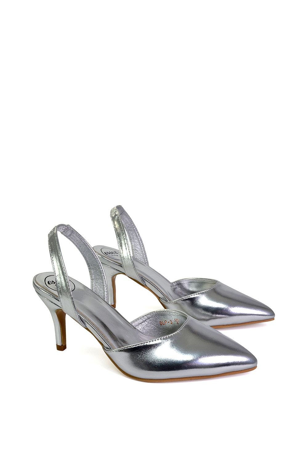 XY London 'Imogen' Pointed Toe Sling Back Stiletto Mid Heel Court Shoes image 3