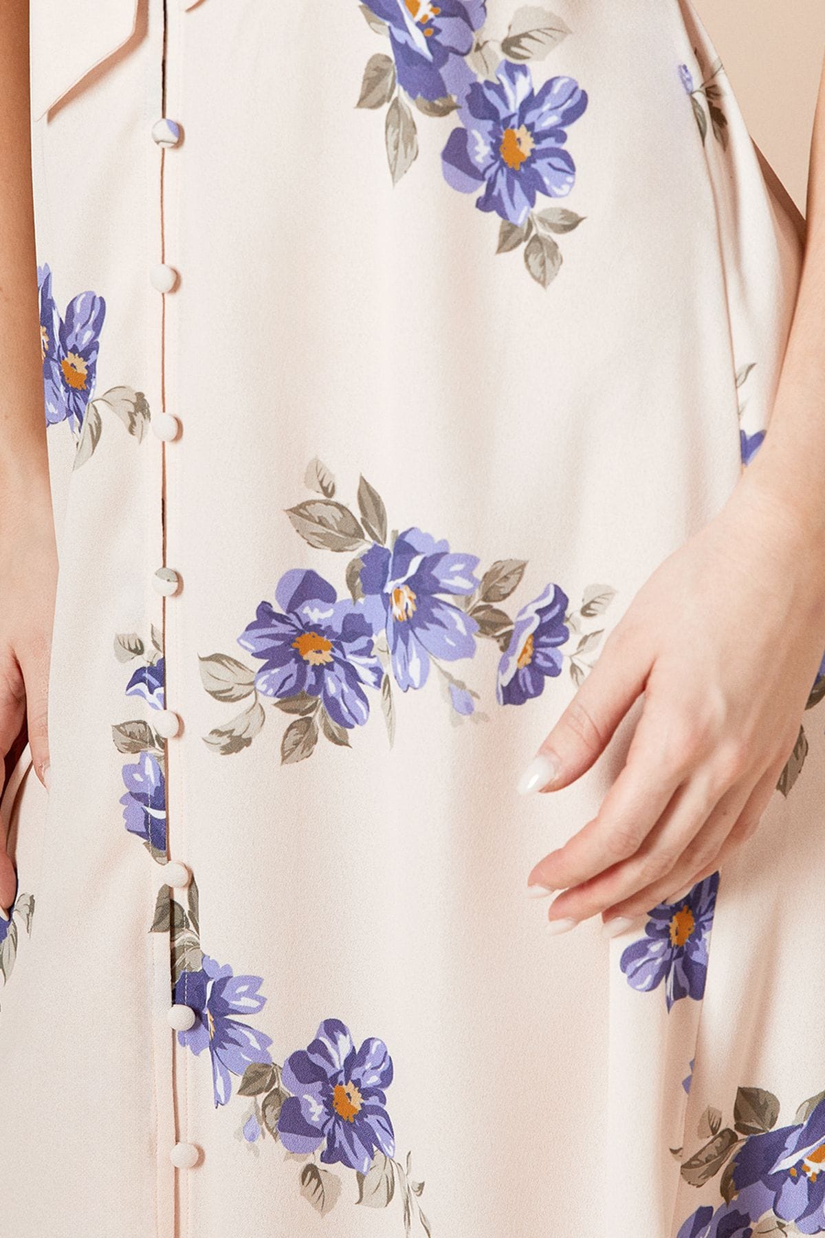 Dorothy Perkins Ivory Floral Tie Front Button Through Midi Dress Floral image 5