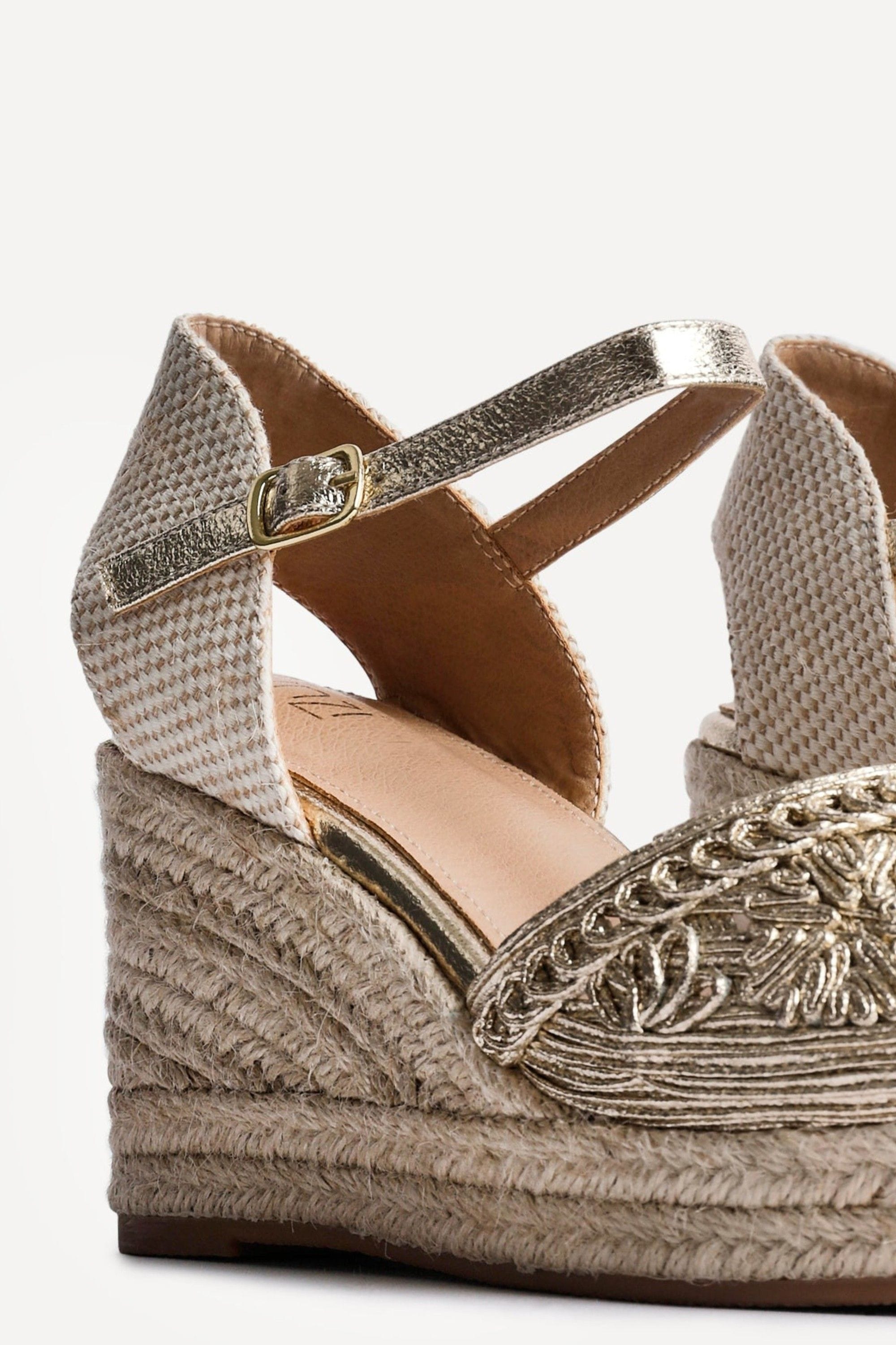 Linzi Mystic Gold Embroidered Closed-Toe Espadrille Wedge image 4