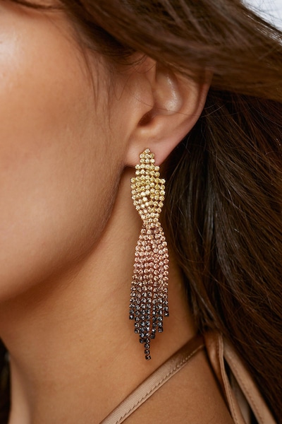 NastyGal Embellished Drop Multi Earrings Gold