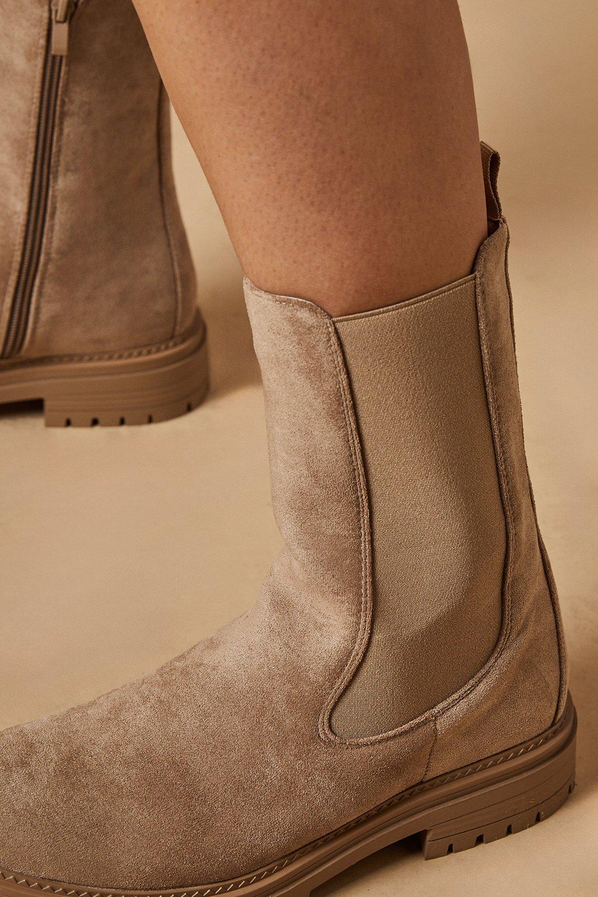 Oasis Martine Faux Suede Chunky Ankle Boots Taupe image 4
